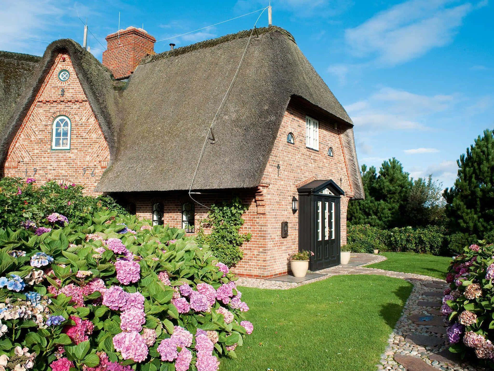Kampen, thatched roof cottage, brick cottage, Full HD Desktop Wallpaper