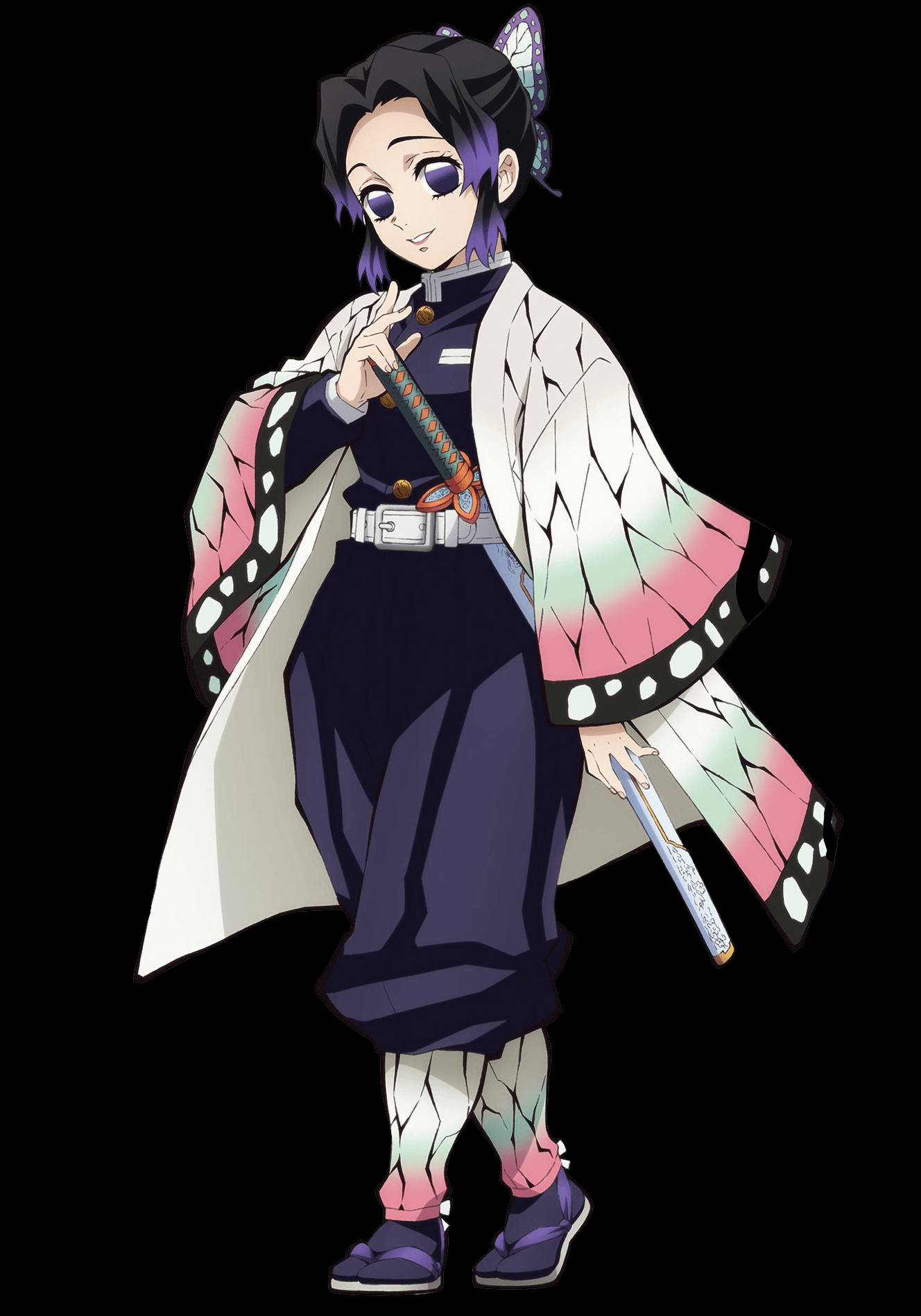 Kanae Kocho, purple hair, butterfly-patterned haori, HD Phone Wallpaper