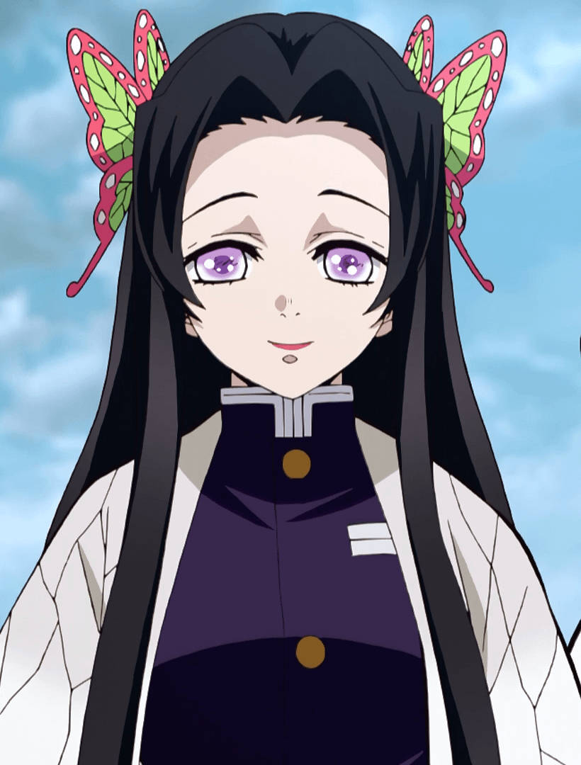 Kanae Kocho, light purple eyes, long black hair, SD Phone Wallpaper