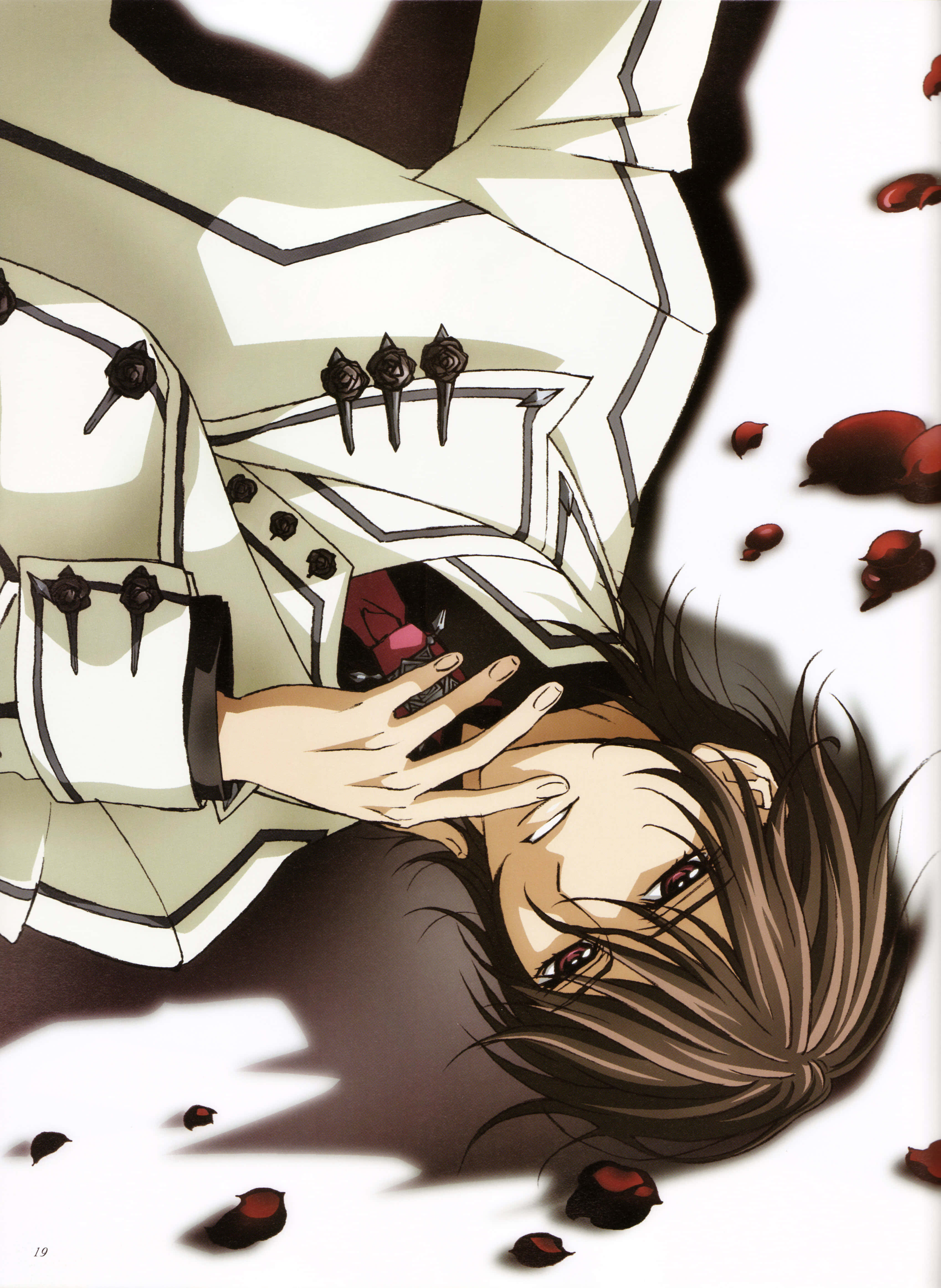 Kaname Kuran, brown hair, red rose petals, 4K Phone Wallpaper