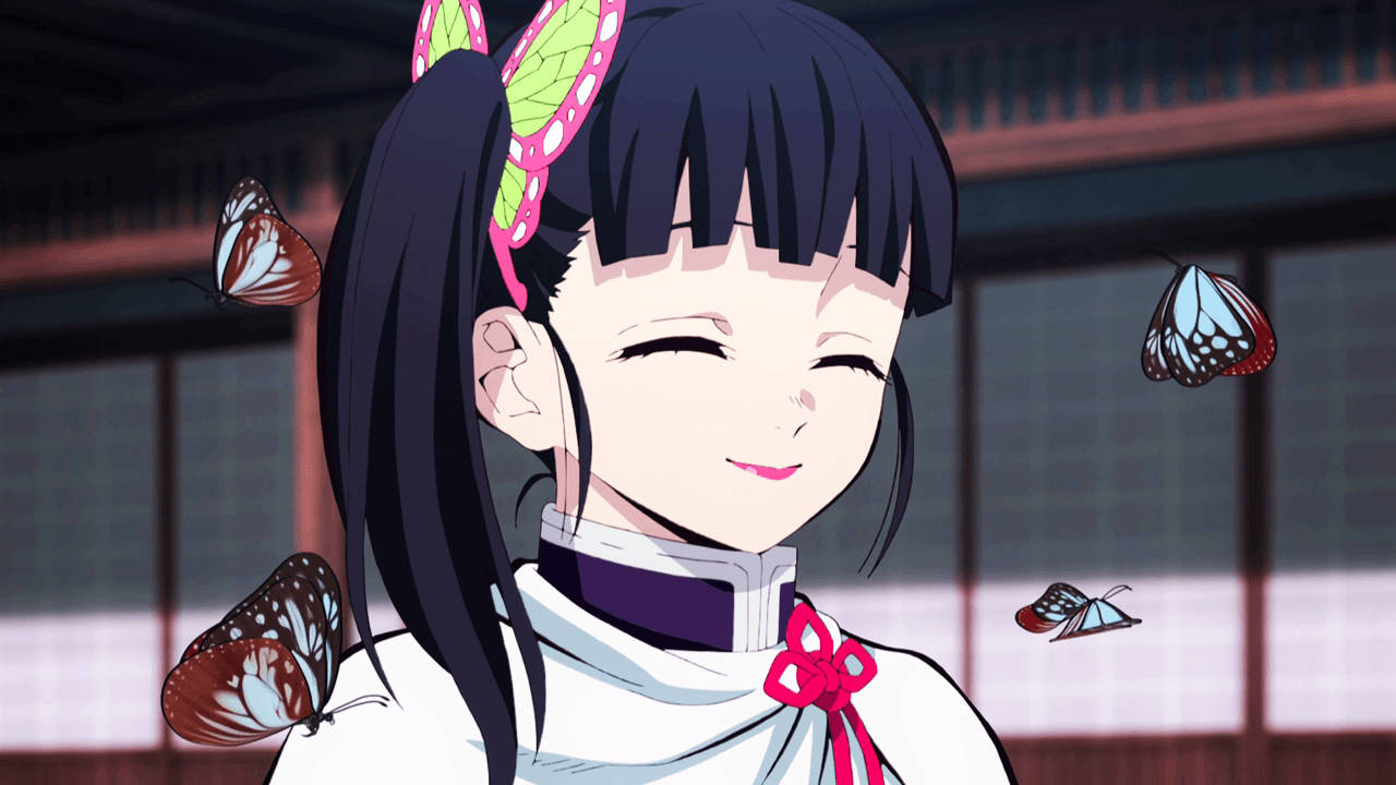 Kanao Tsuyuri, dark hair, butterfly accessories, HD Desktop Wallpaper