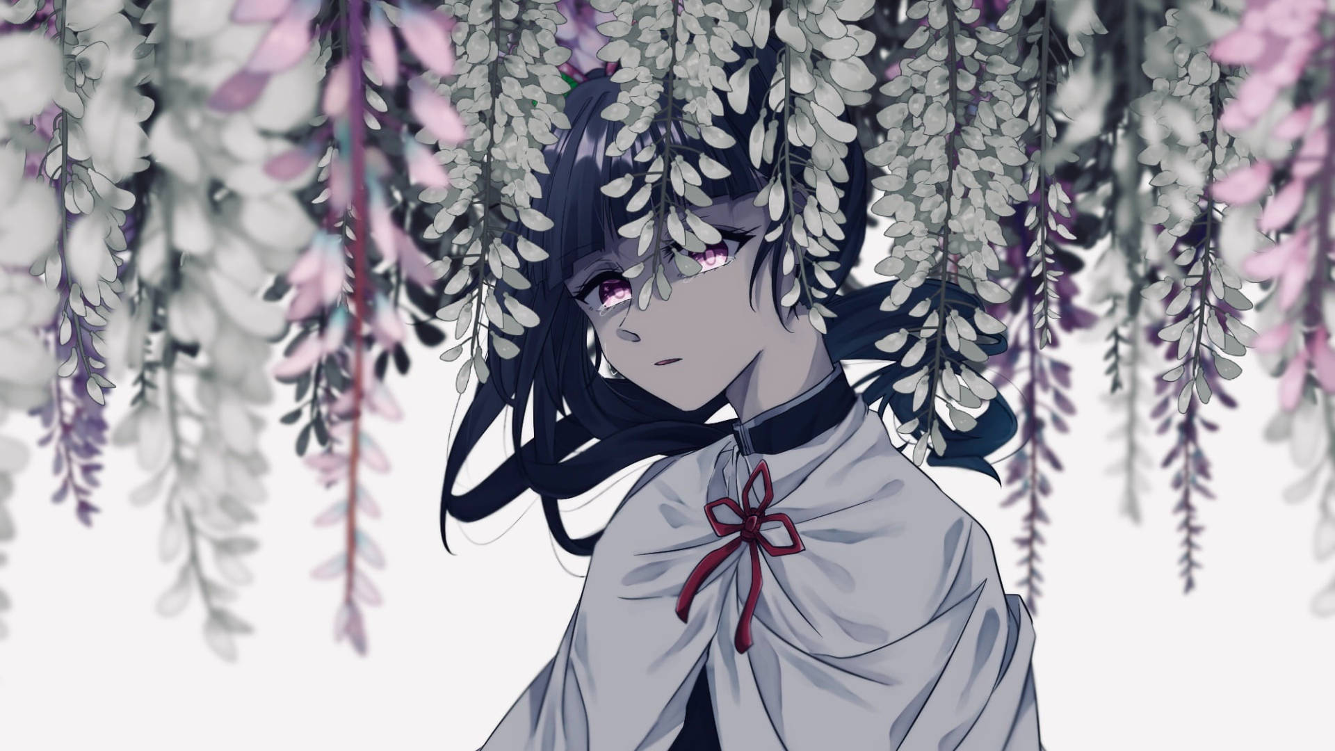 Kanao Tsuyuri, dark hair, purple eyes, Full HD Desktop Wallpaper
