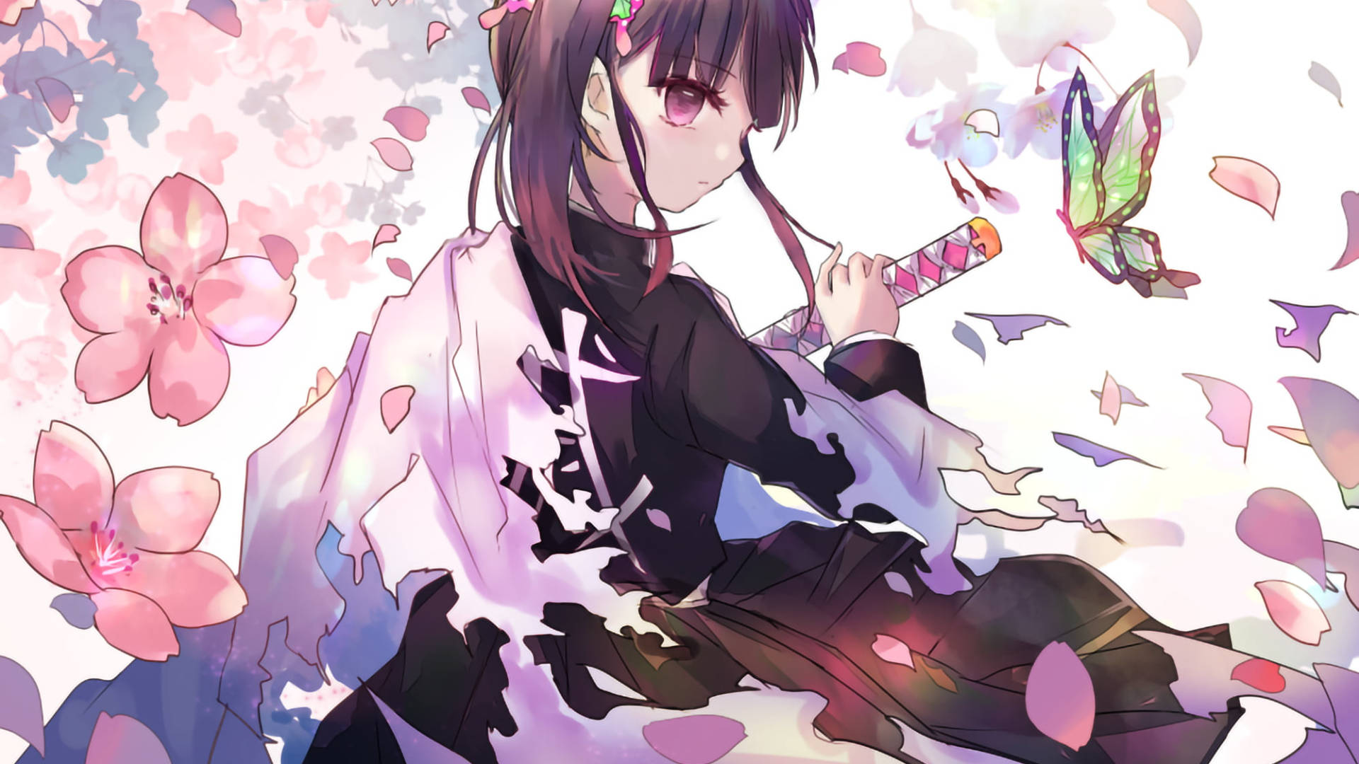 Kanao Tsuyuri, ripped cape, dark hair, Full HD Desktop Wallpaper