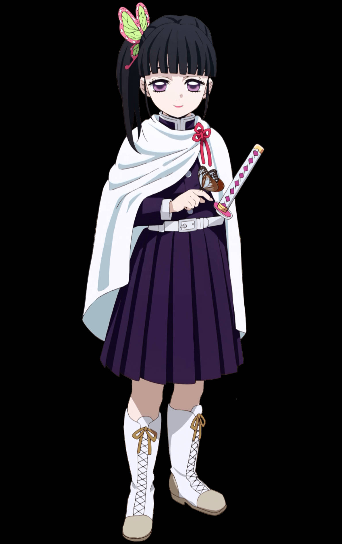 Kanao Tsuyuri, black hair, butterfly hairpin, HD Phone Wallpaper