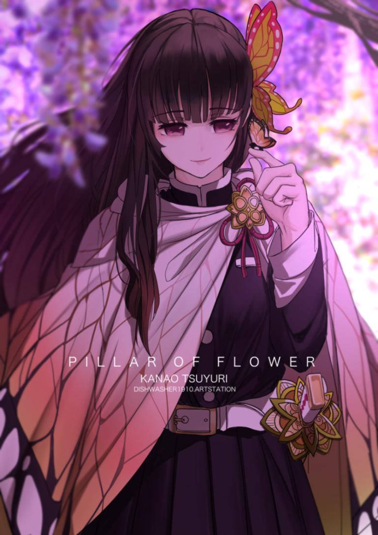 Kanao Tsuyuri, butterfly wings, purple hair, SD Phone Wallpaper