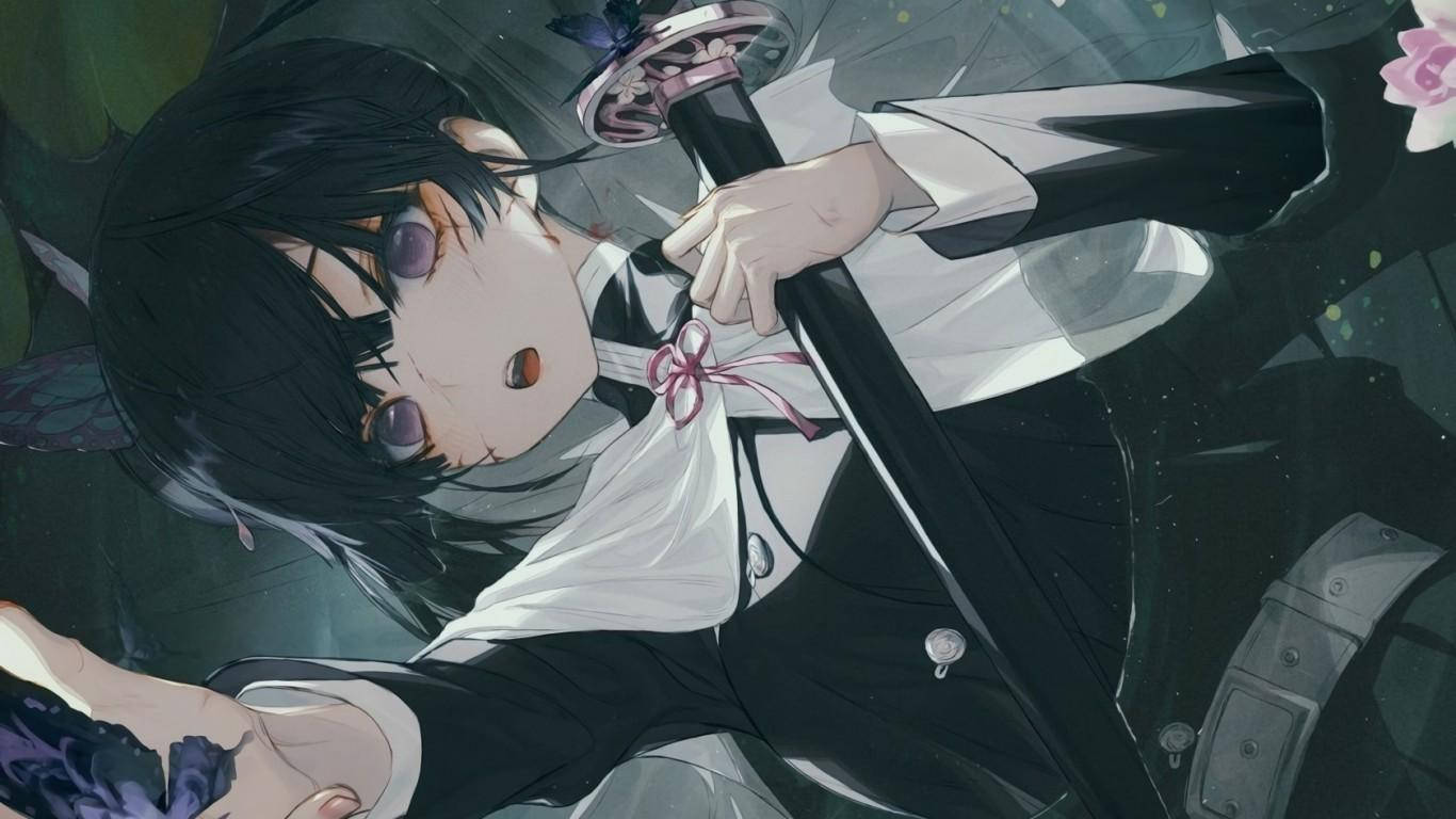 Kanao Tsuyuri, school uniform, katana, HD Desktop Wallpaper