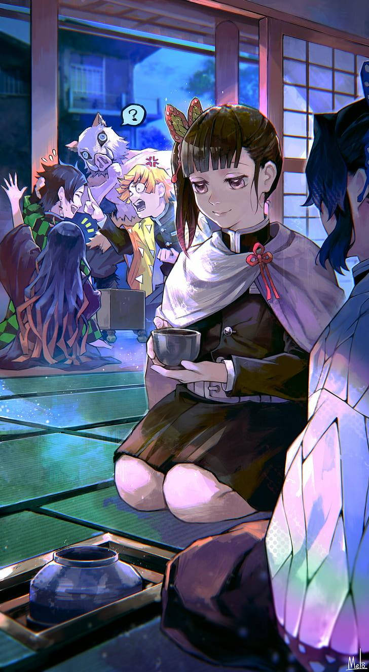 Kanao Tsuyuri, traditional attire, tatami room, HD Phone Wallpaper