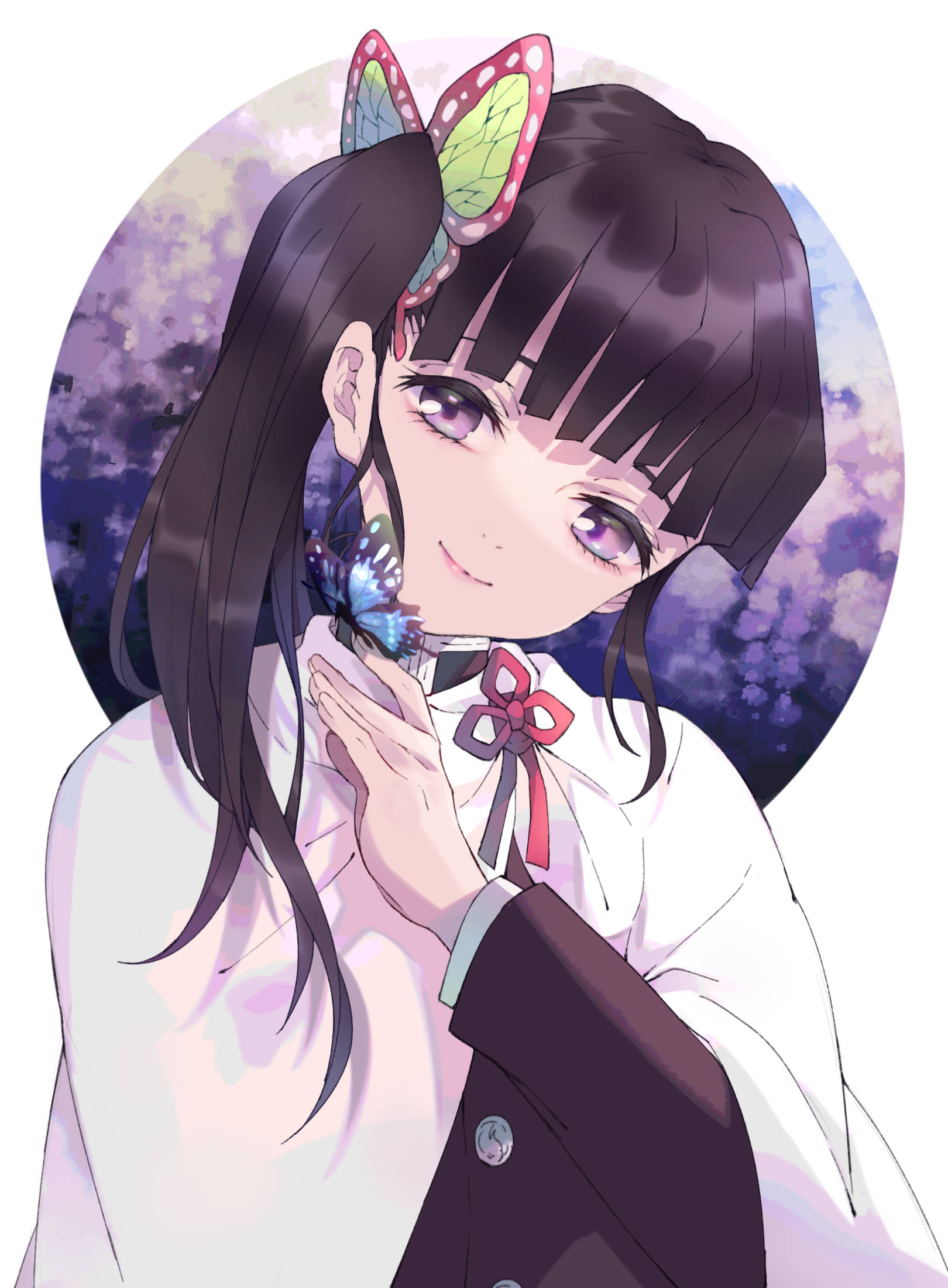 Kanao Tsuyuri, dark hair, purple eyes, Full HD Phone Wallpaper