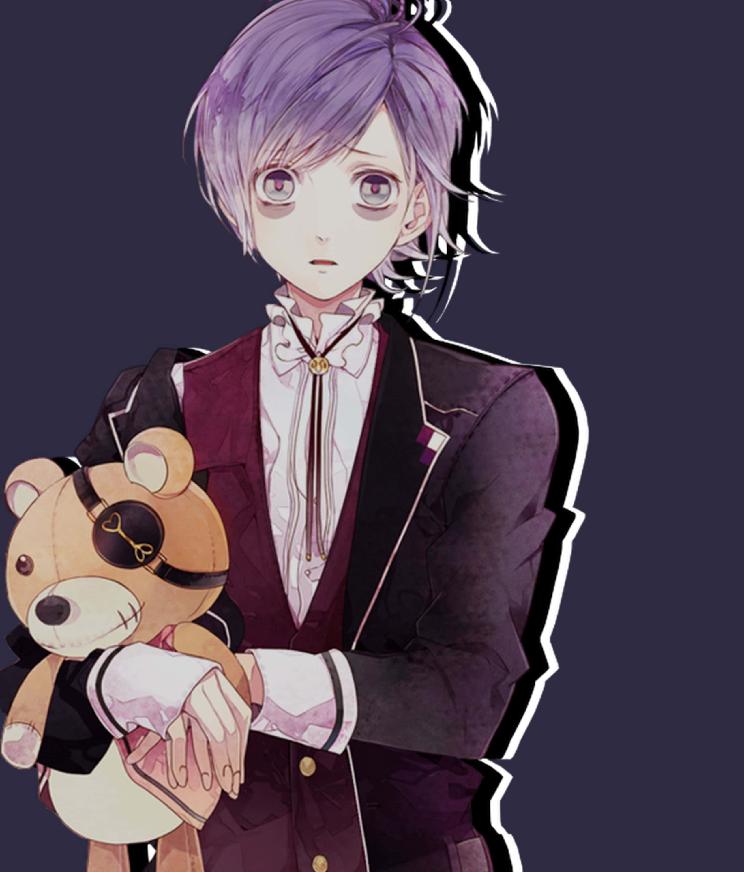 Kanato Sakamaki, purple-haired anime boy, dark suit, 2K Phone Wallpaper