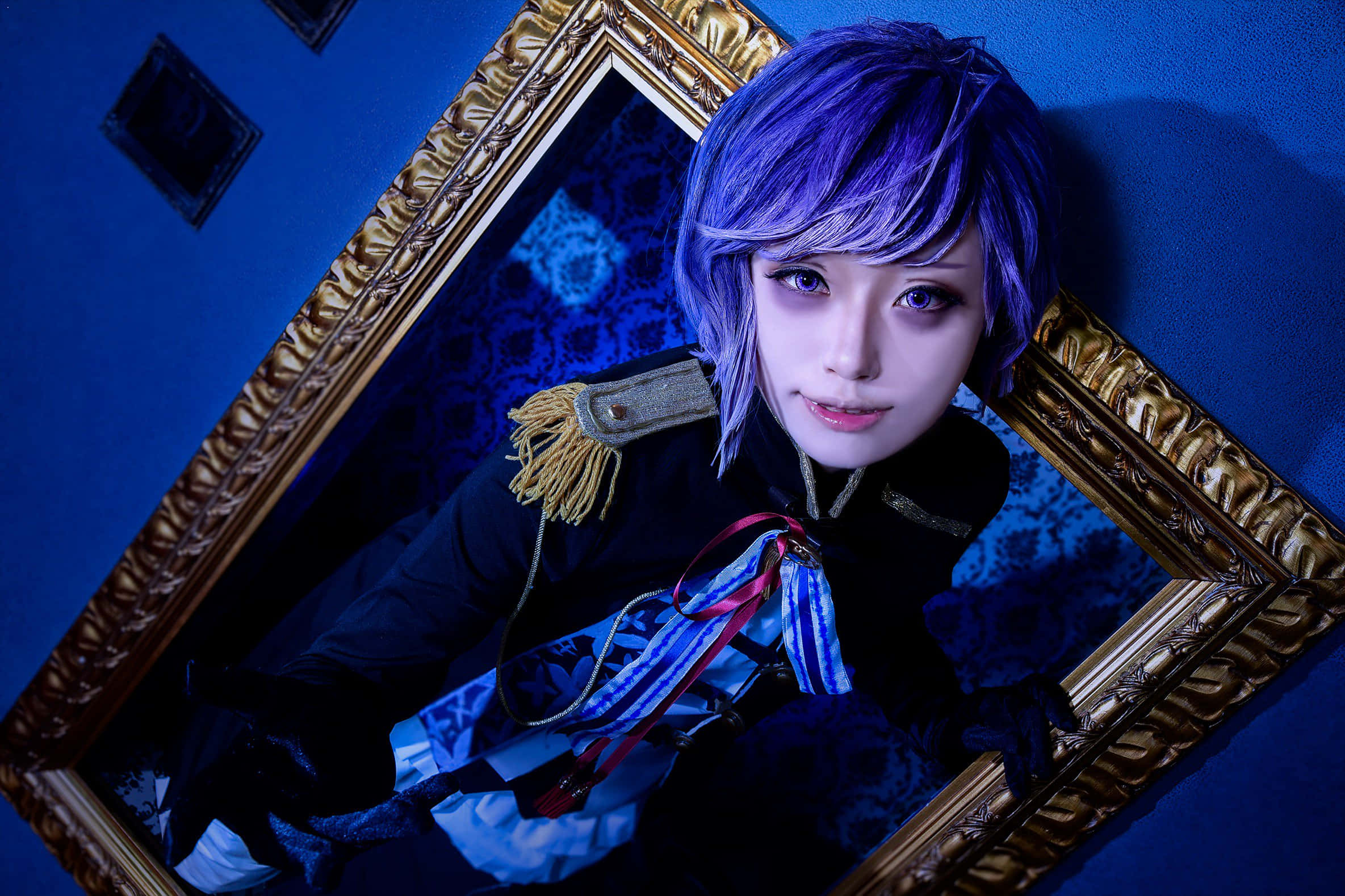 Kanato Sakamaki, purple hair, blue eyes, Full HD Desktop Wallpaper