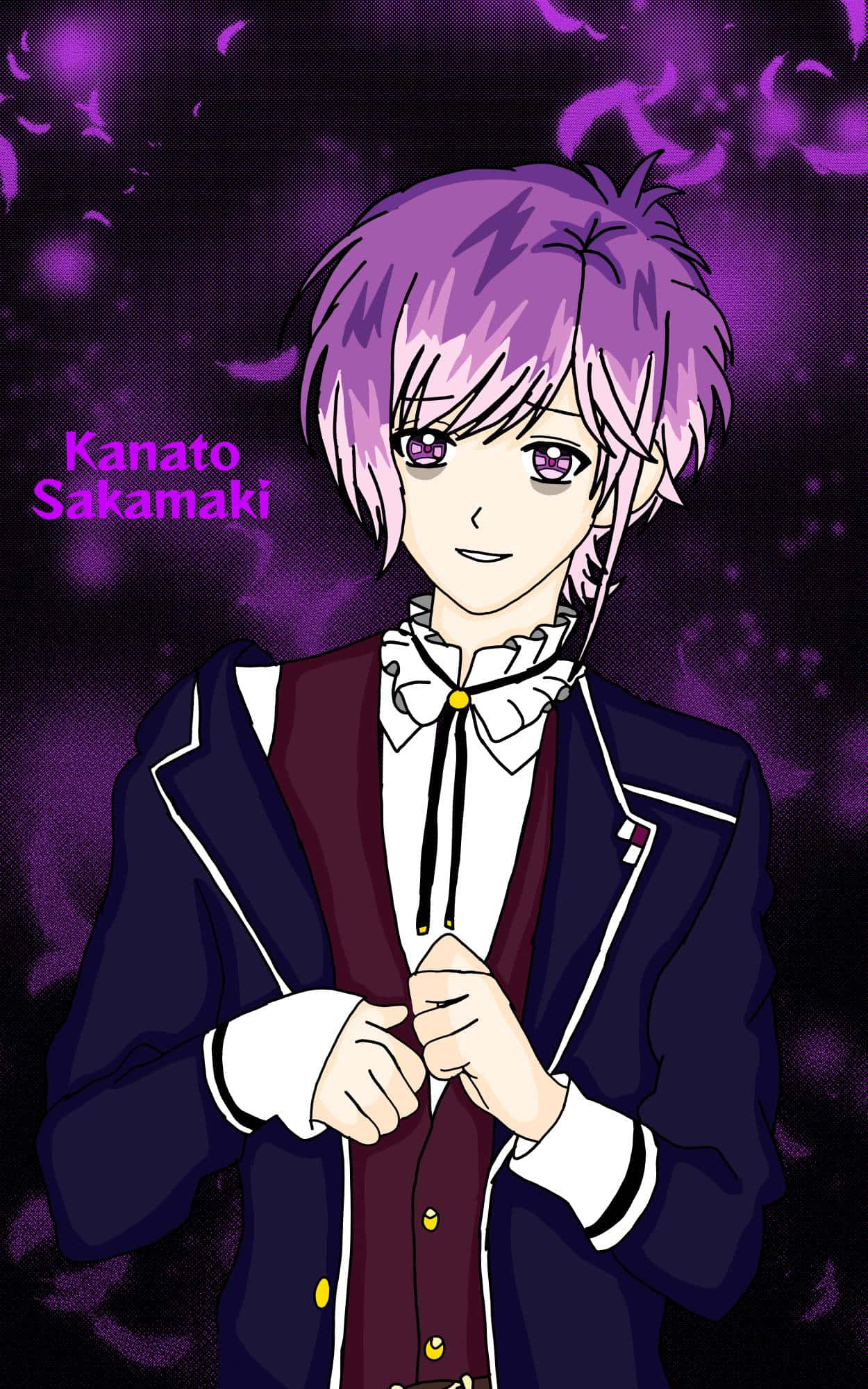 Kanato Sakamaki, purple-haired, dark school uniform, Full HD Phone Wallpaper
