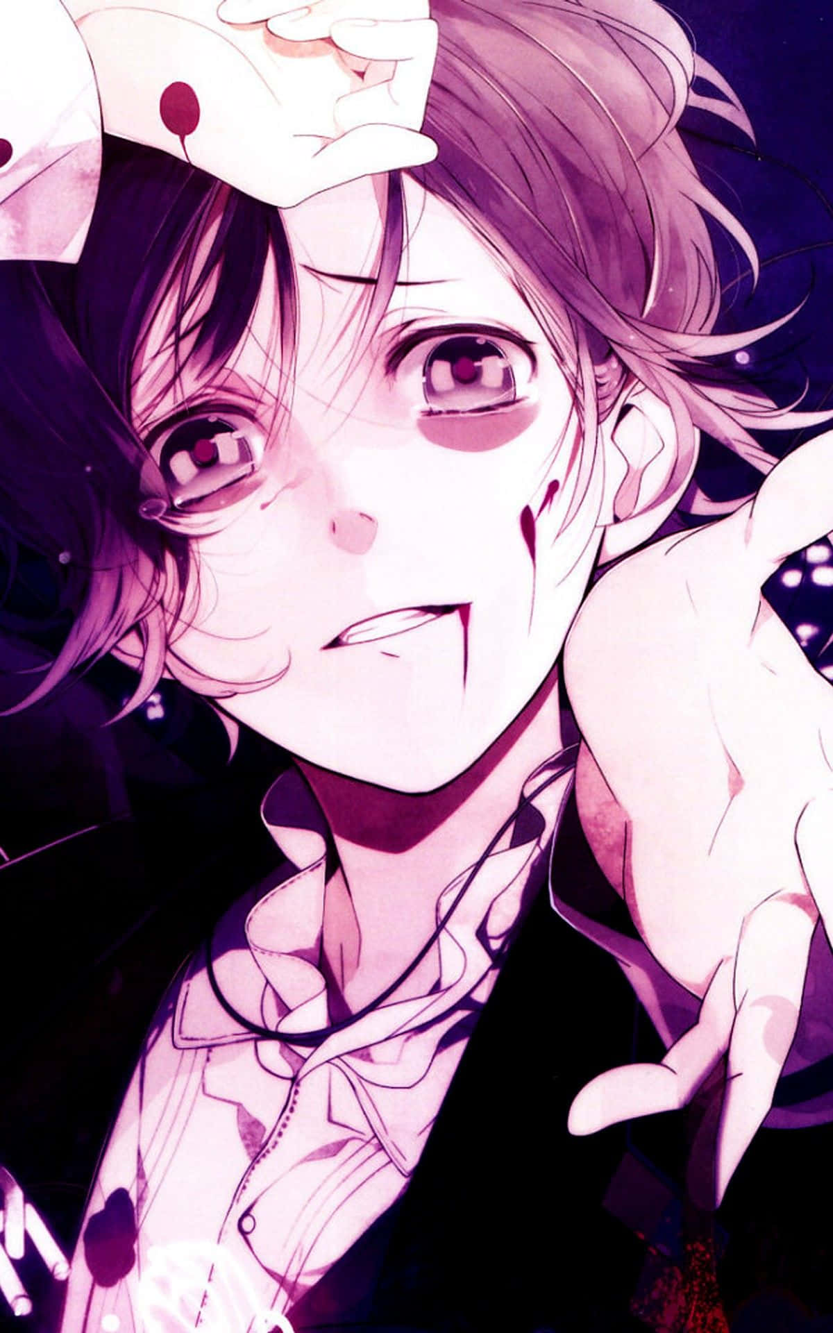 Kanato Sakamaki, purple hair, red eyes, Full HD Phone Wallpaper