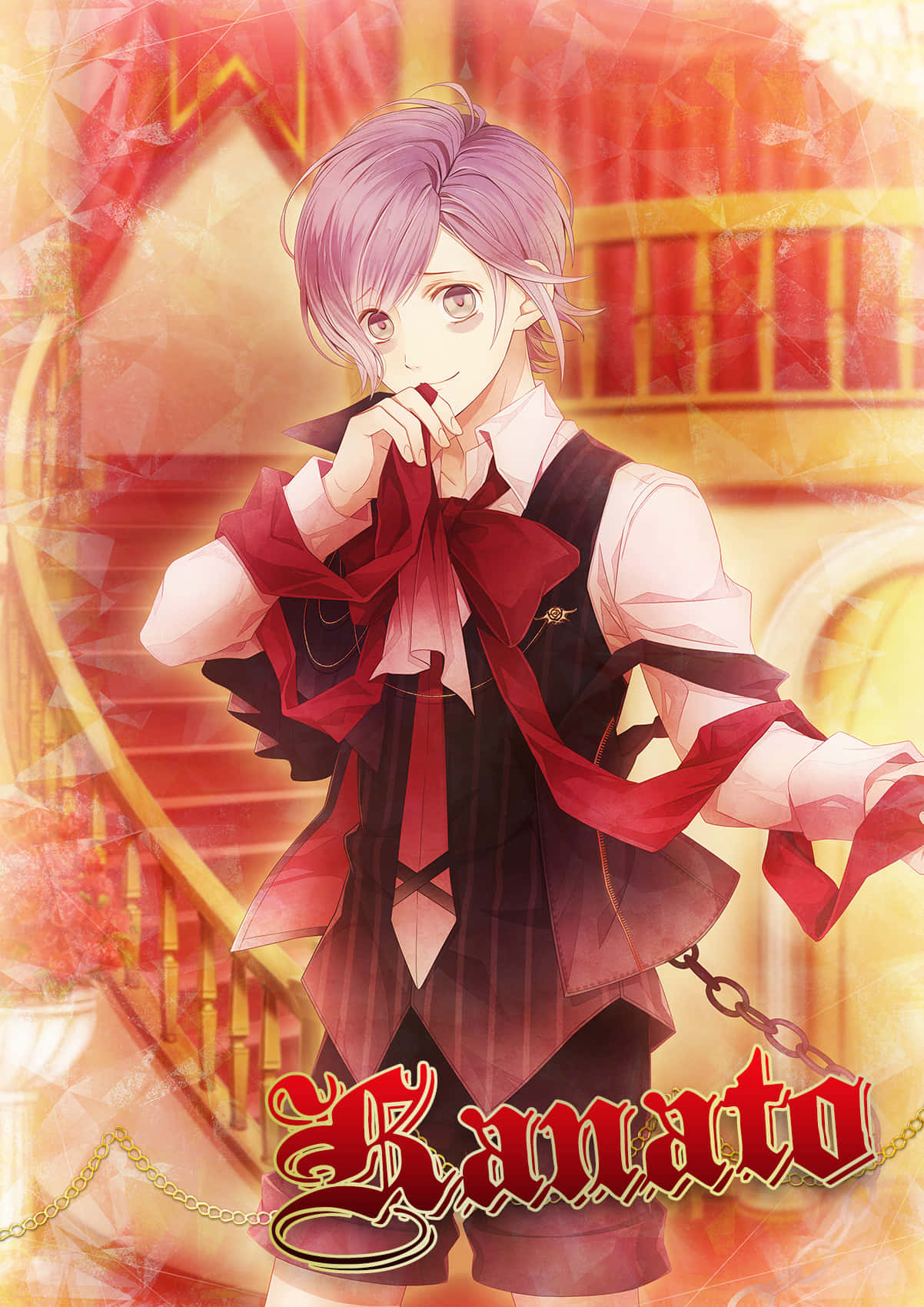 Kanato Sakamaki, purple-haired, red bow, HD Phone Wallpaper