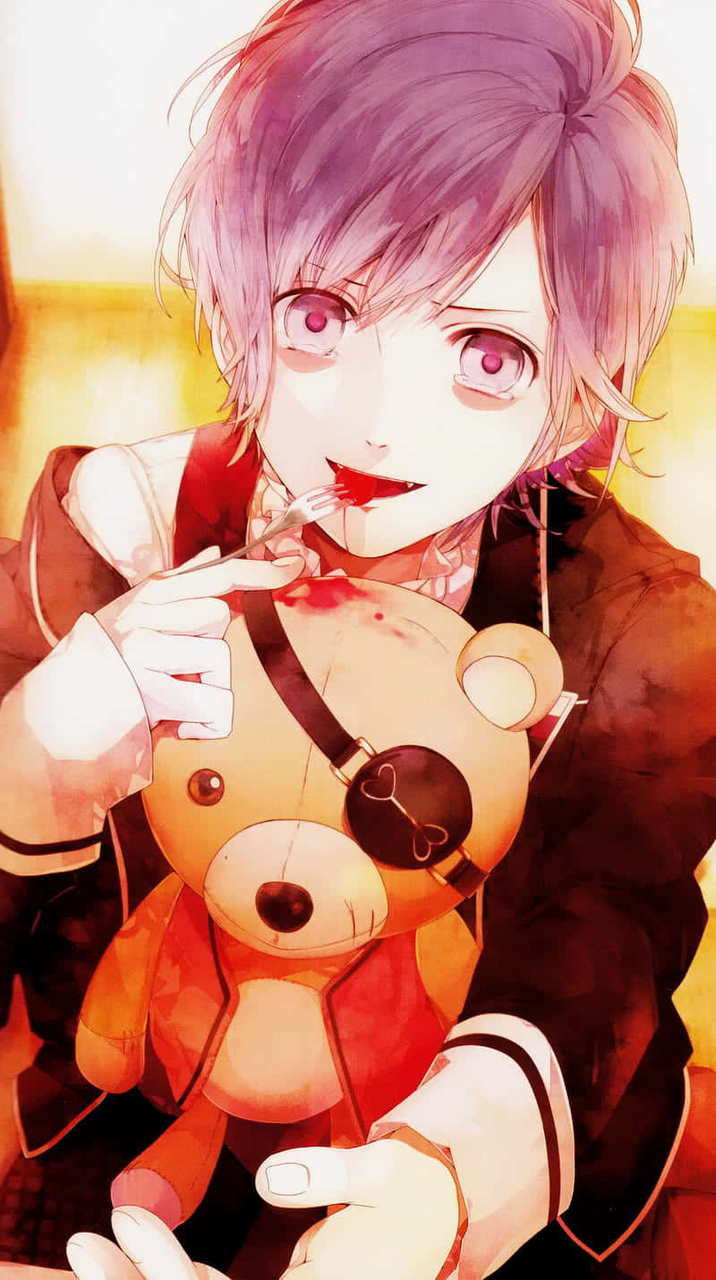 Kanato Sakamaki, purple-haired, red eyes, HD Phone Wallpaper