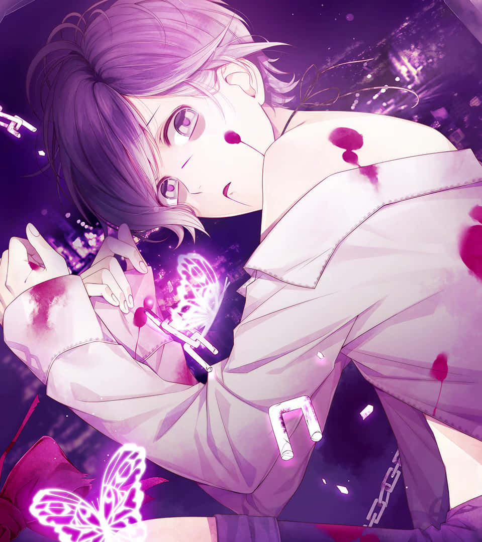 Kanato Sakamaki, purple-haired, white coat, SD Phone Wallpaper