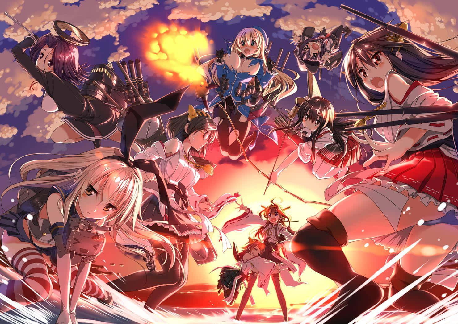 Kancolle, anime girls, military outfits, HD Desktop Wallpaper