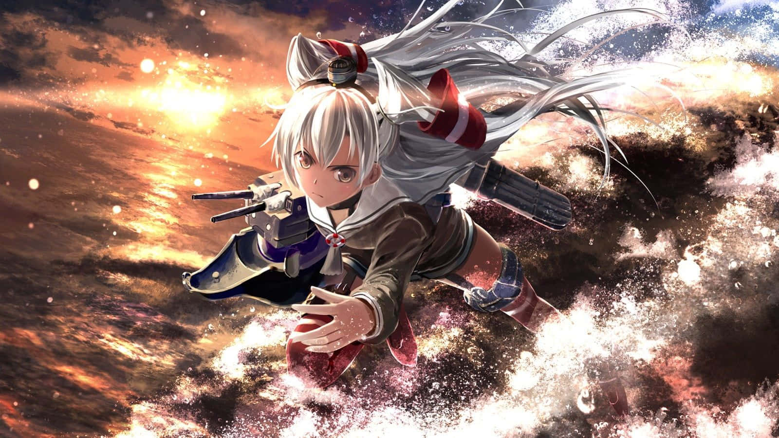KanColle, anime girl, white hair, HD Desktop Wallpaper