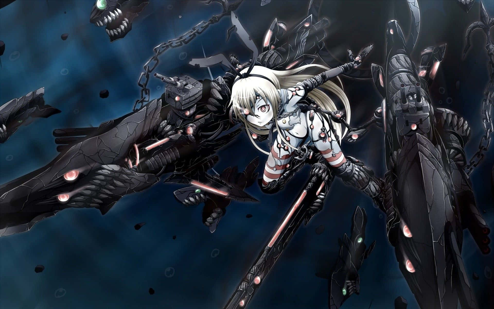 Kancolle, white-haired anime girl, mechanical armor, Full HD Desktop Wallpaper