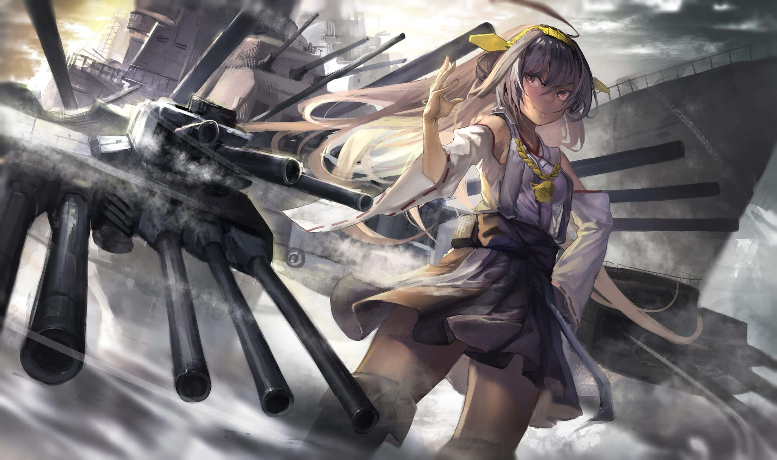 Kancolle, 2600 x 1541, naval guns, 2K Desktop Wallpaper