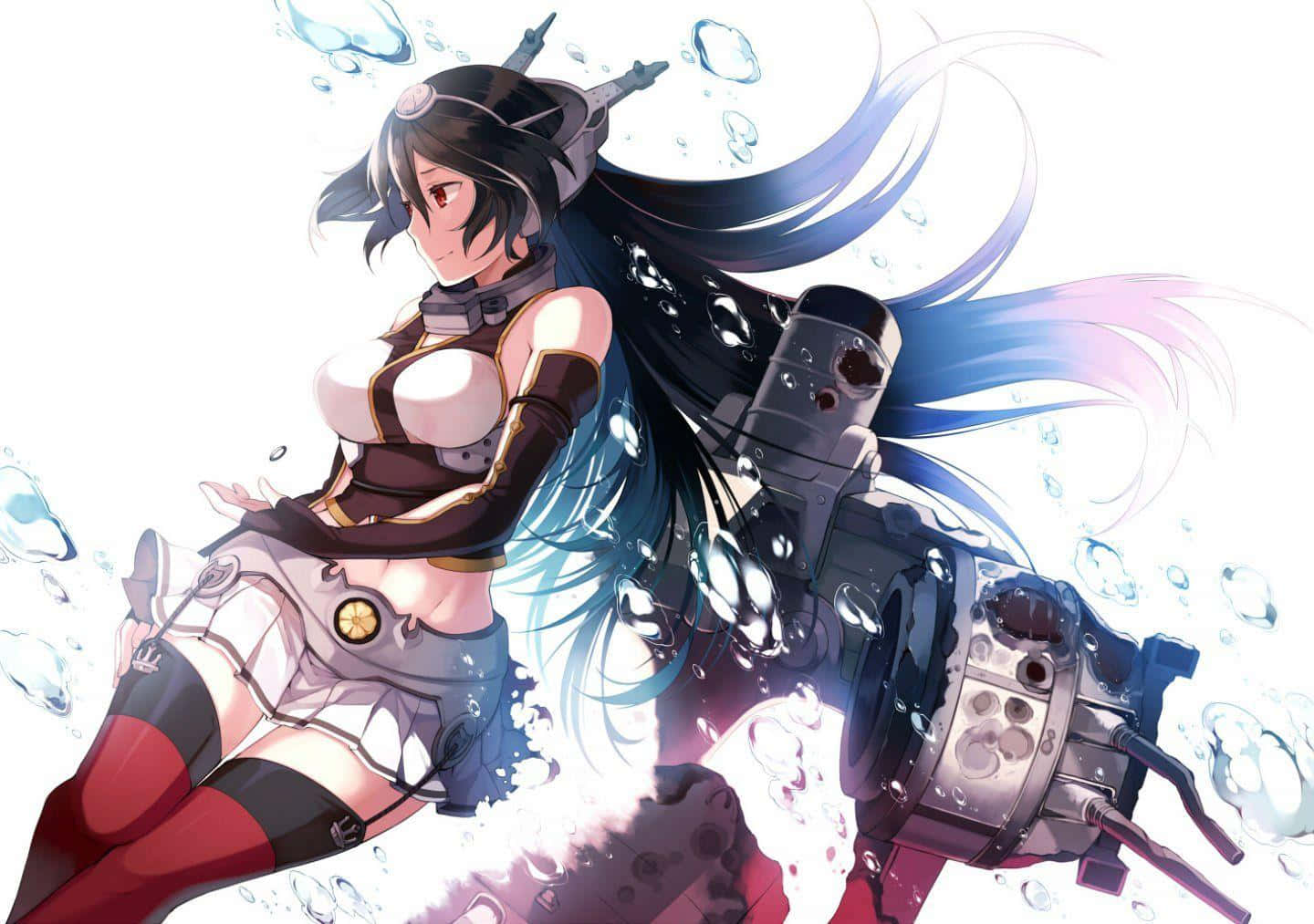 Kancolle, anime girl, long dark hair, HD Desktop Wallpaper