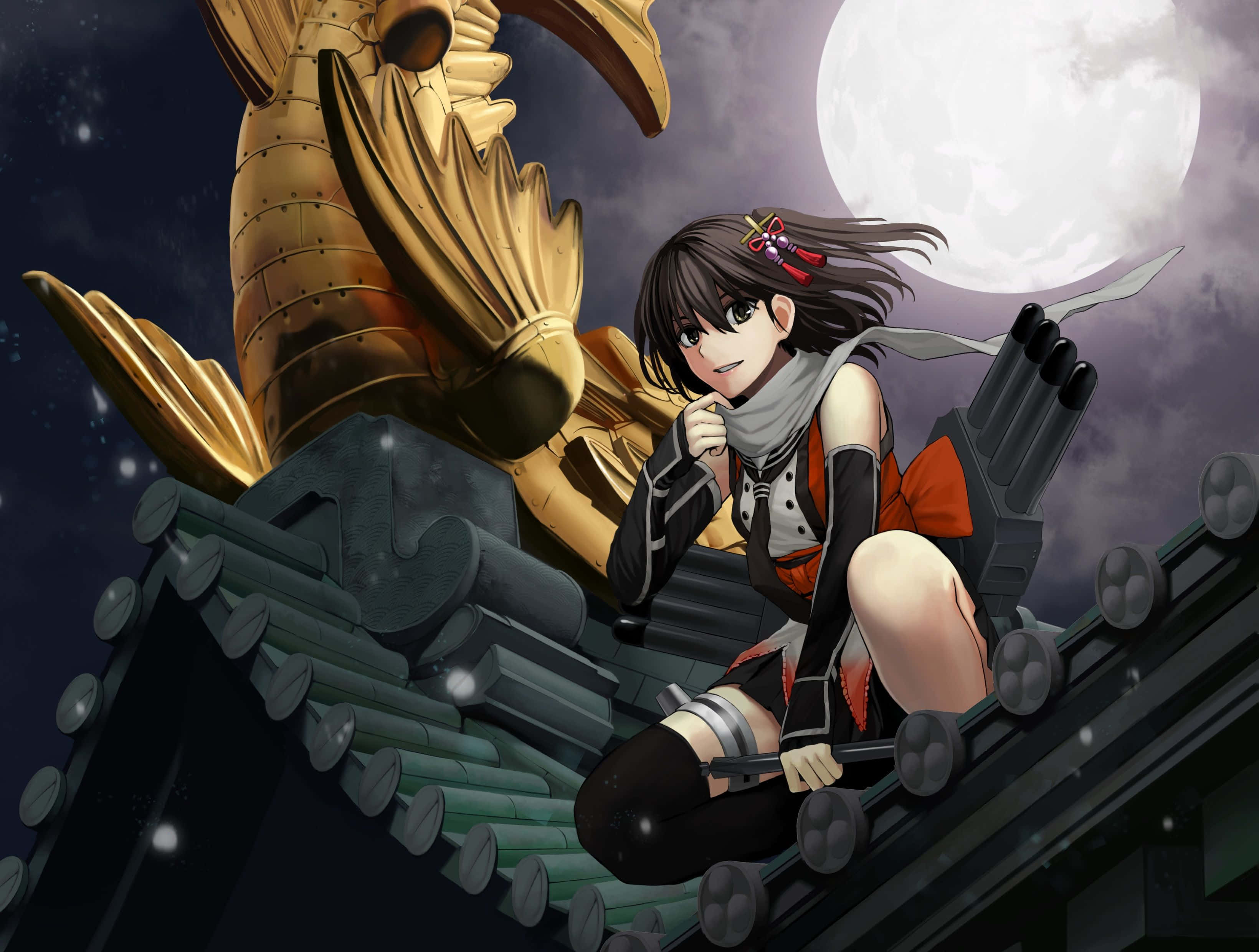 Kancolle, 3280 x 2480, full moon, 2K Desktop Wallpaper