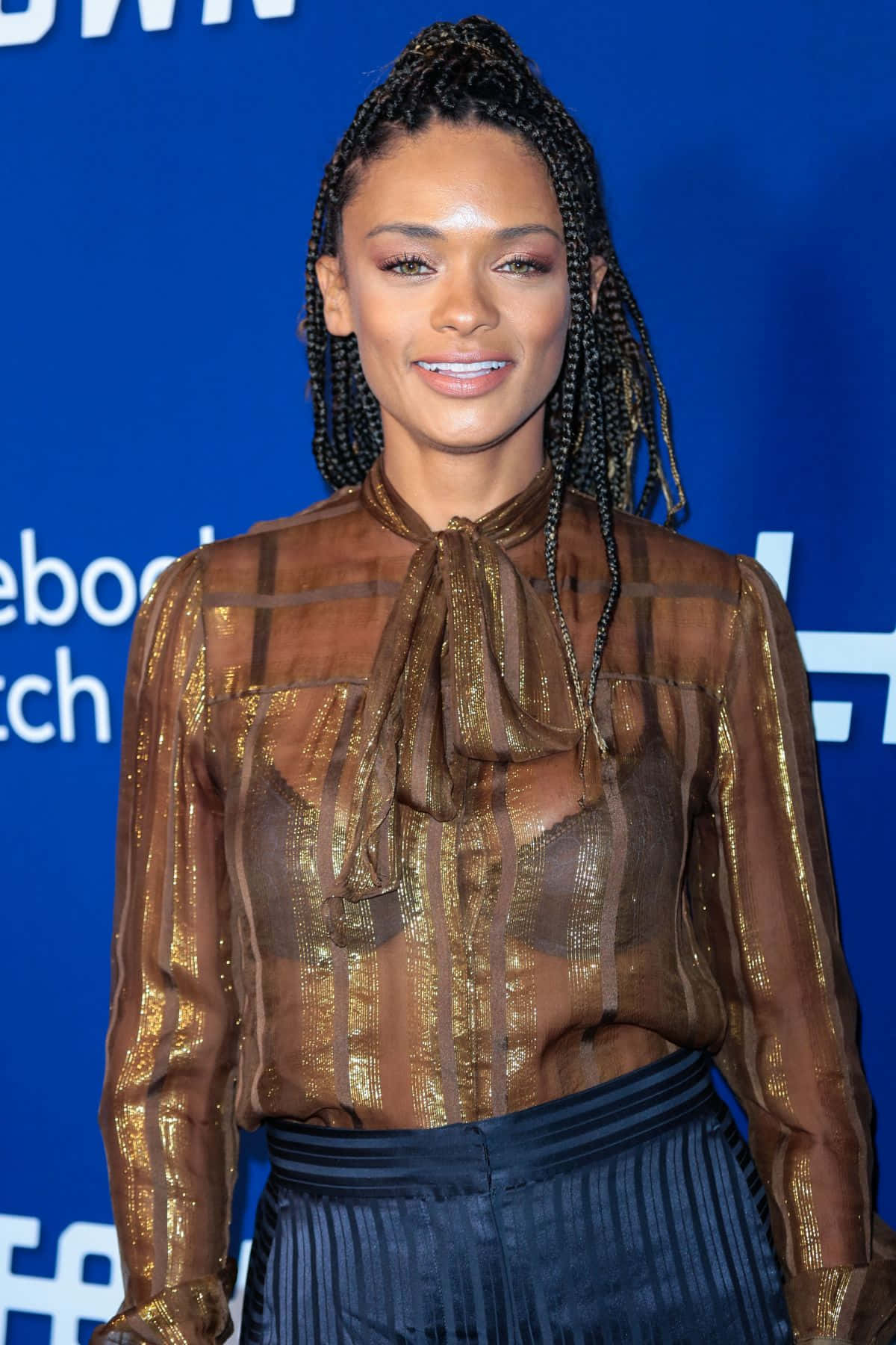 Kandyse McClure, sheer golden top, braided hair, HD Phone Wallpaper