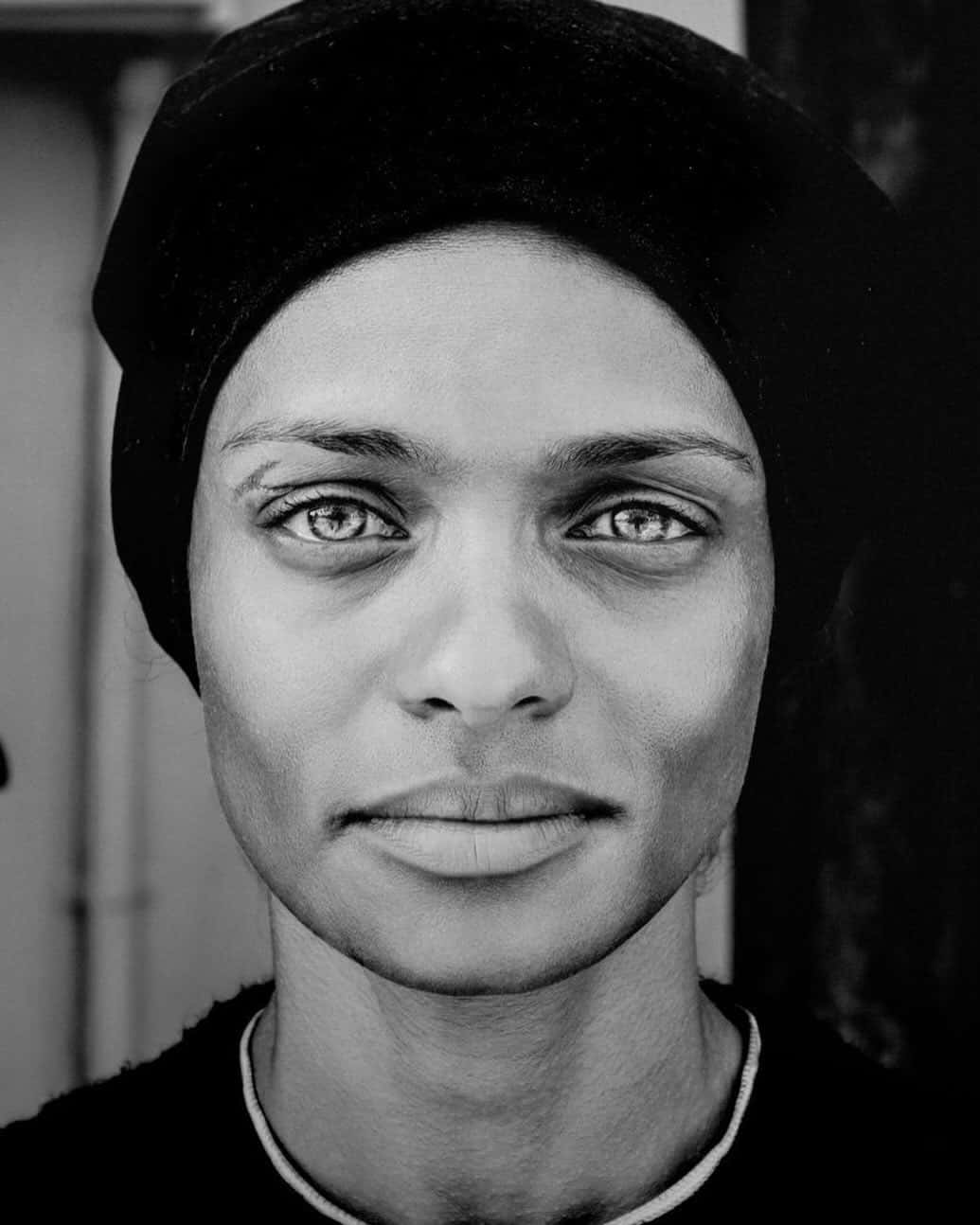 Kandyse McClure, black and white portrait, intense eyes, HD Phone Wallpaper
