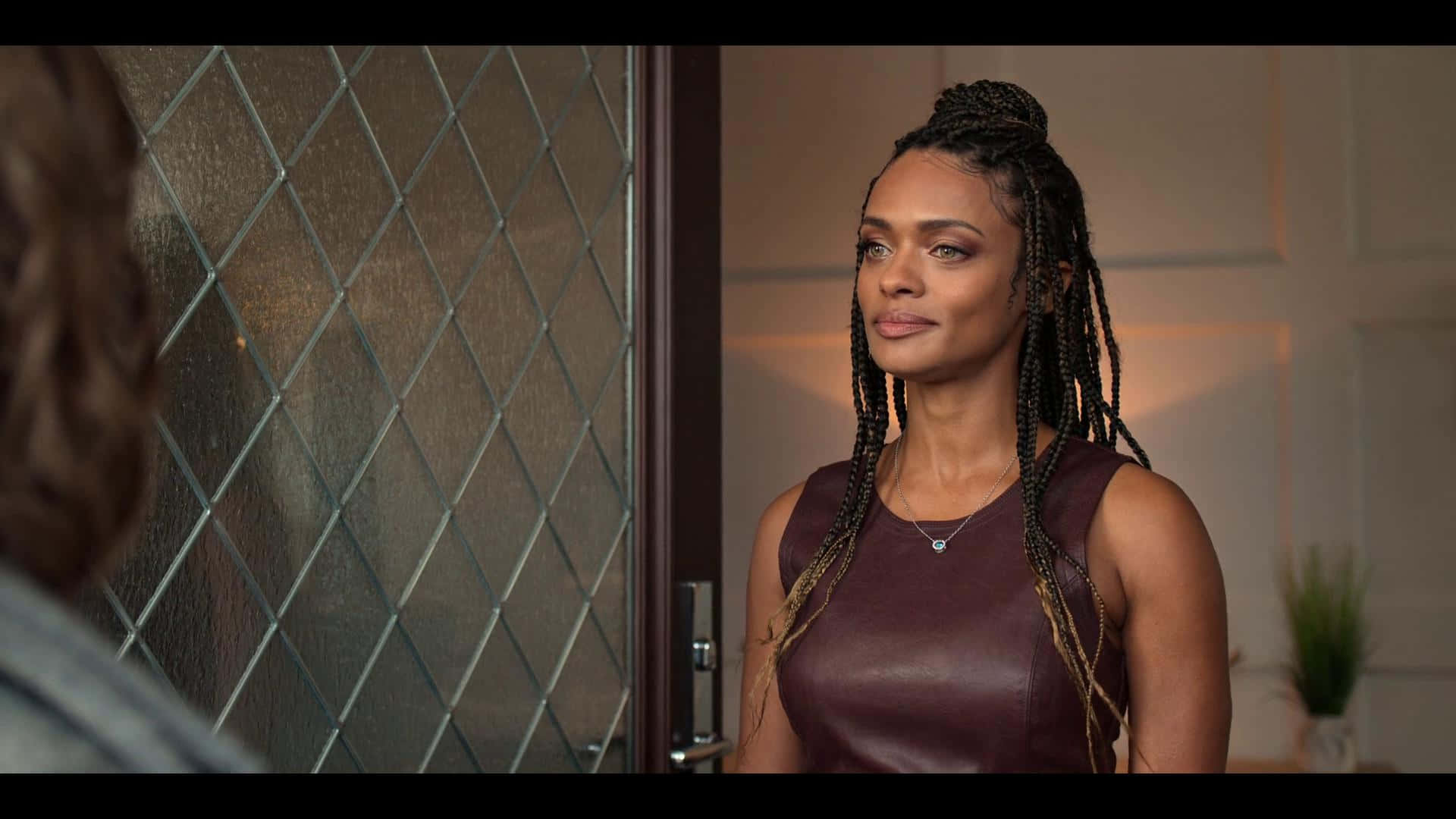 Kandyse McClure, braided hair, maroon top, Full HD Desktop Wallpaper