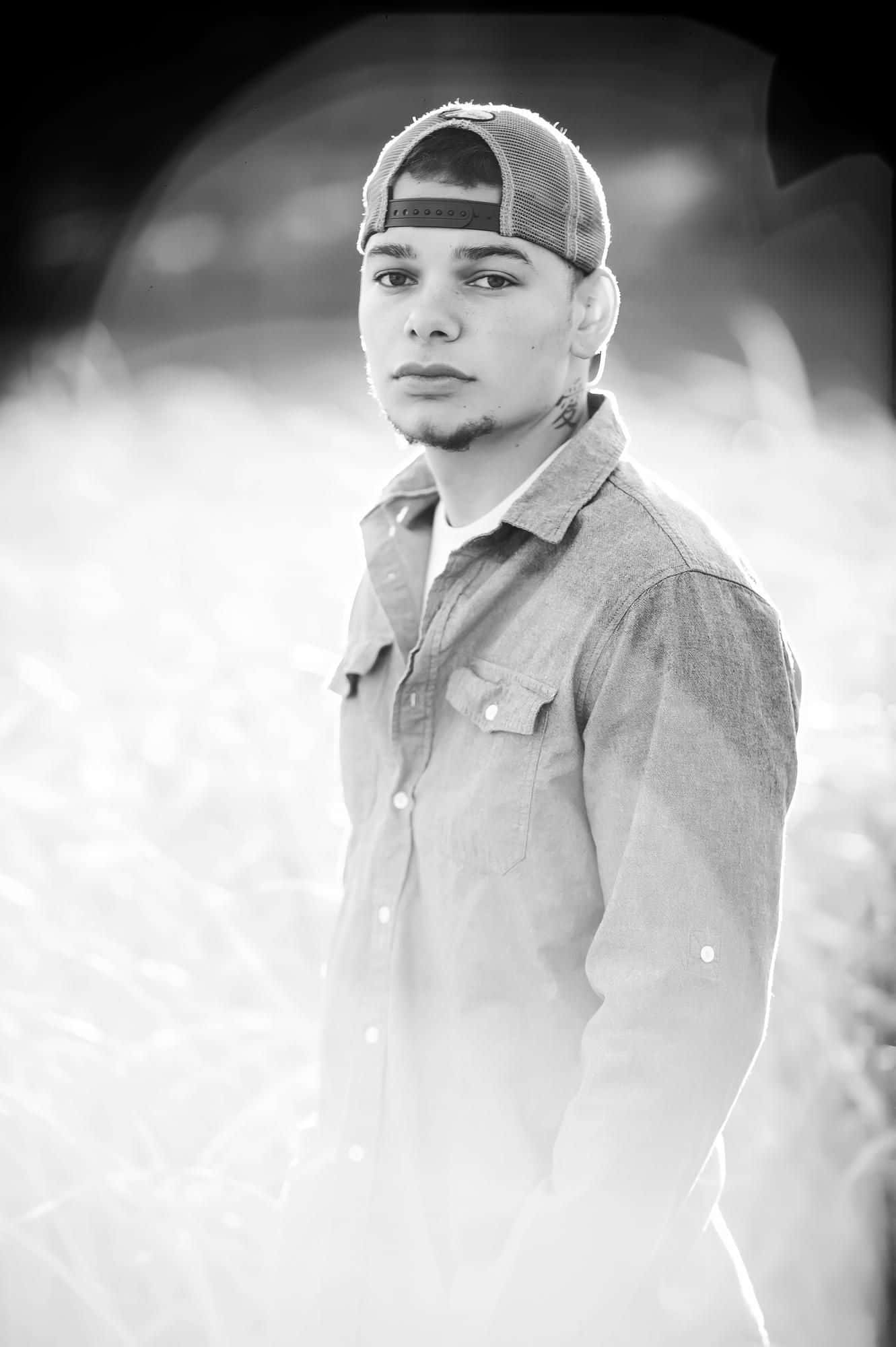 Kane Brown, black and white, baseball cap, Full HD Phone Wallpaper