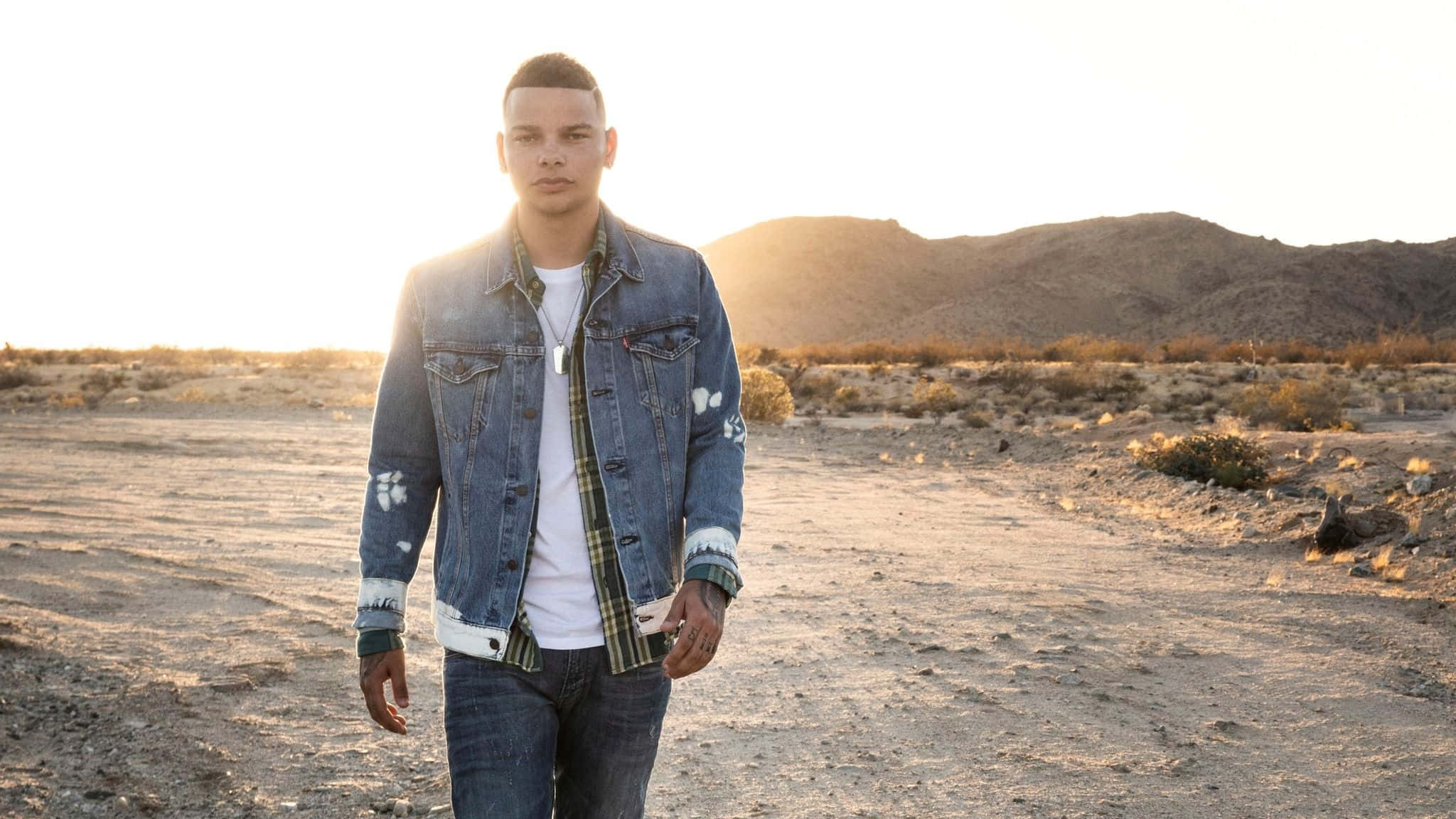 Kane Brown, denim jacket, desert, Full HD Desktop Wallpaper