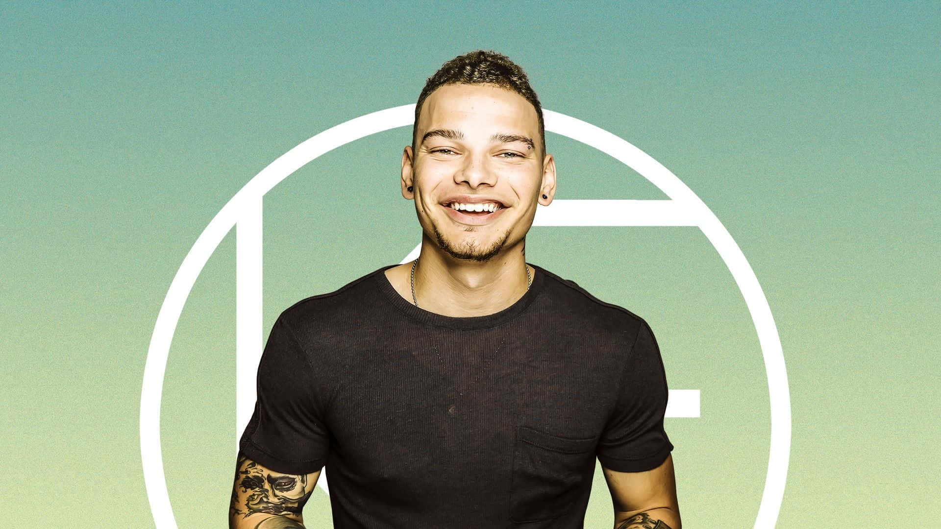 Kane Brown, black shirt, gradient green background, Full HD Desktop Wallpaper