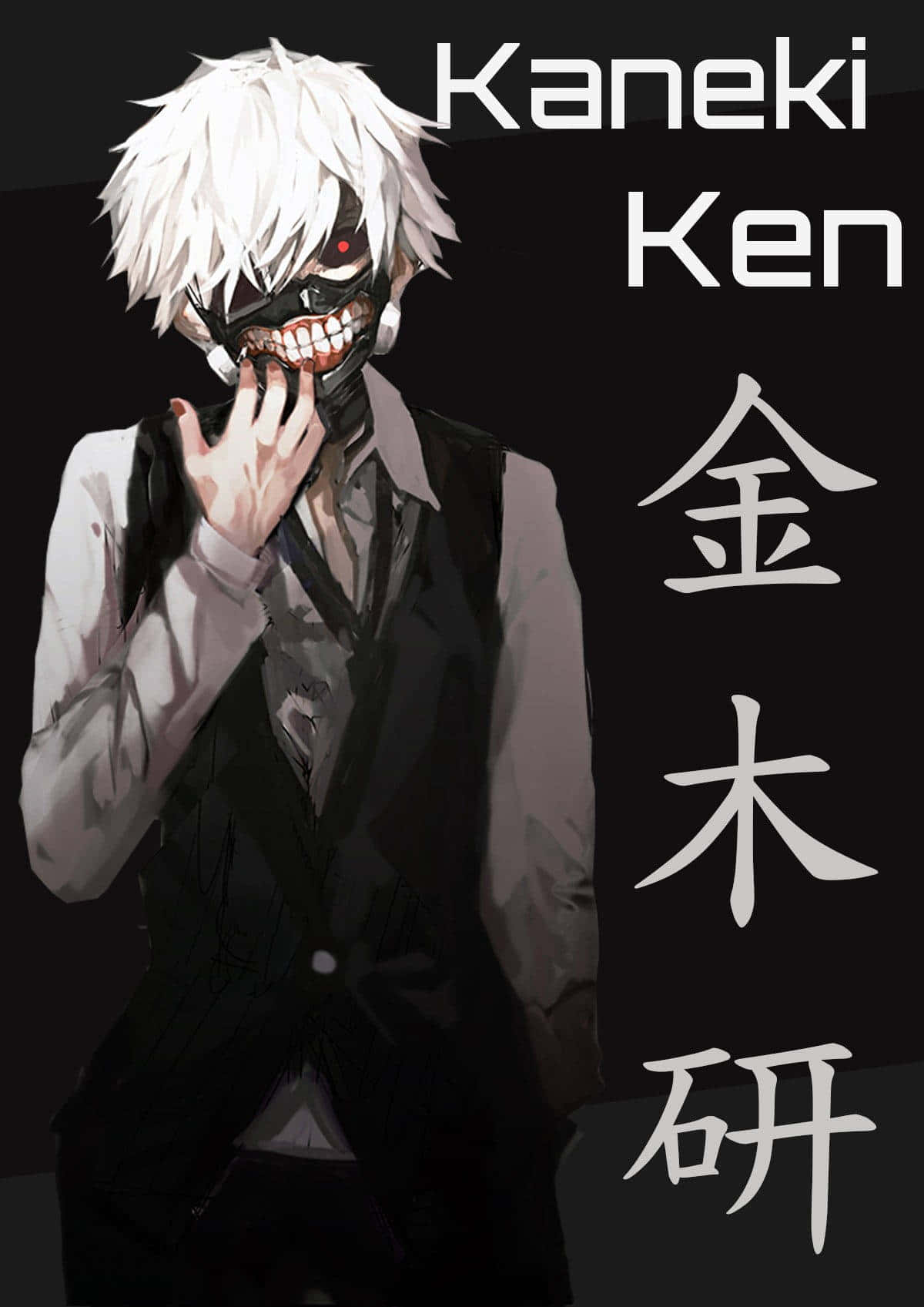 Kaneki, white-haired, half-masked face, HD Phone Wallpaper