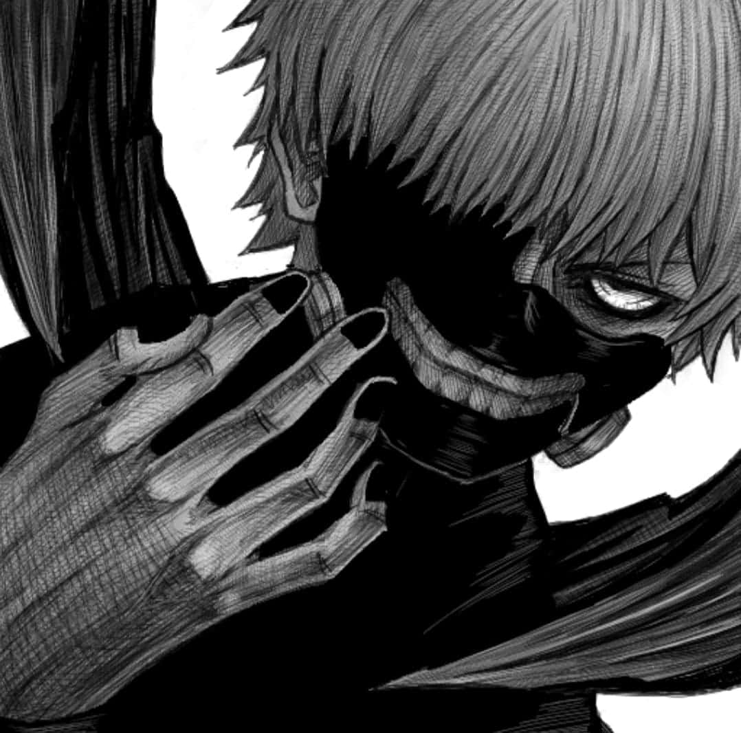 Kaneki, spiky hair, mask covering half his face, SD Desktop Wallpaper