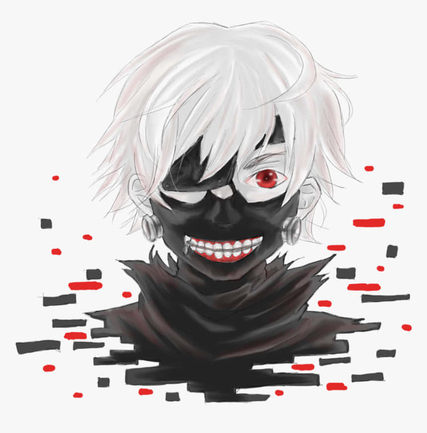 Kaneki, red and black, white hair, SD Phone Wallpaper
