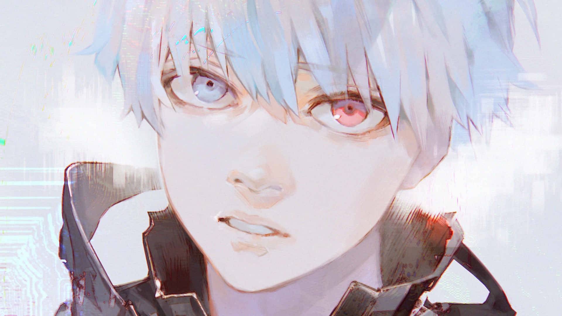 Kaneki, silver hair, mismatched eyes one blue one red, Full HD Desktop Wallpaper