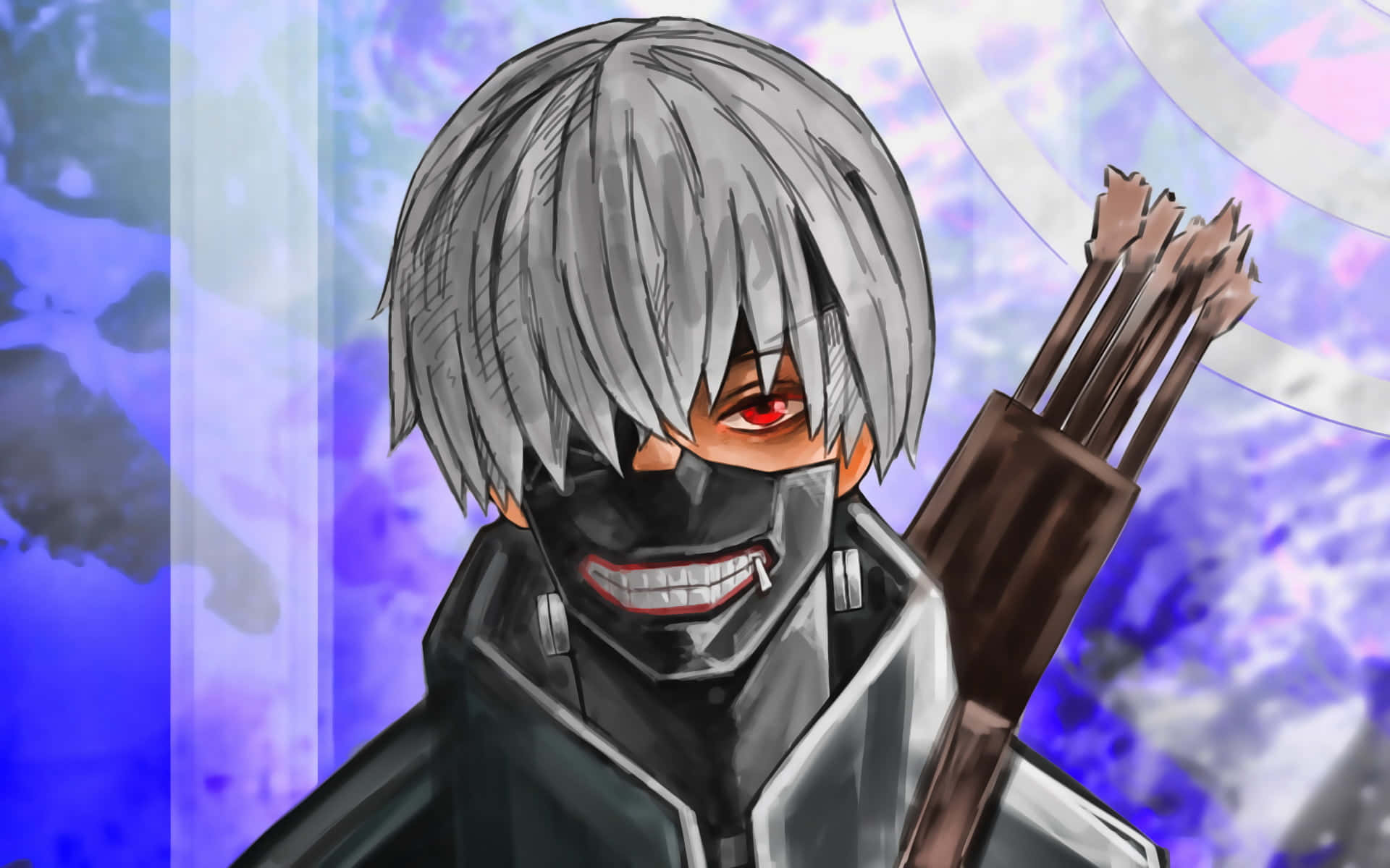 Kaneki, mask, silver hair, Full HD Desktop Wallpaper