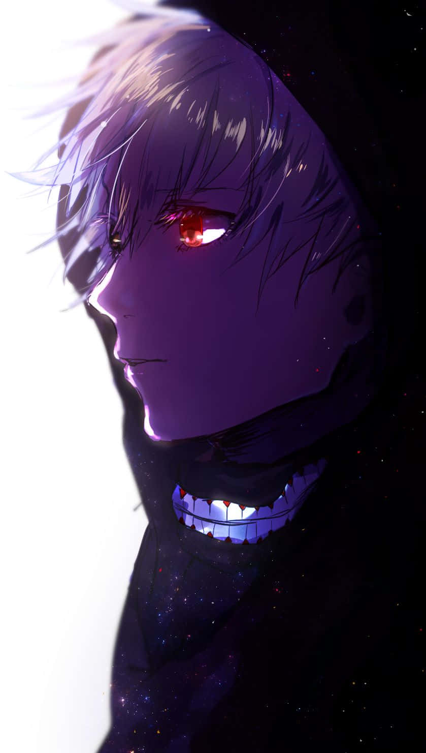Kaneki Sad, purple-haired, glowing red eyes, HD Phone Wallpaper