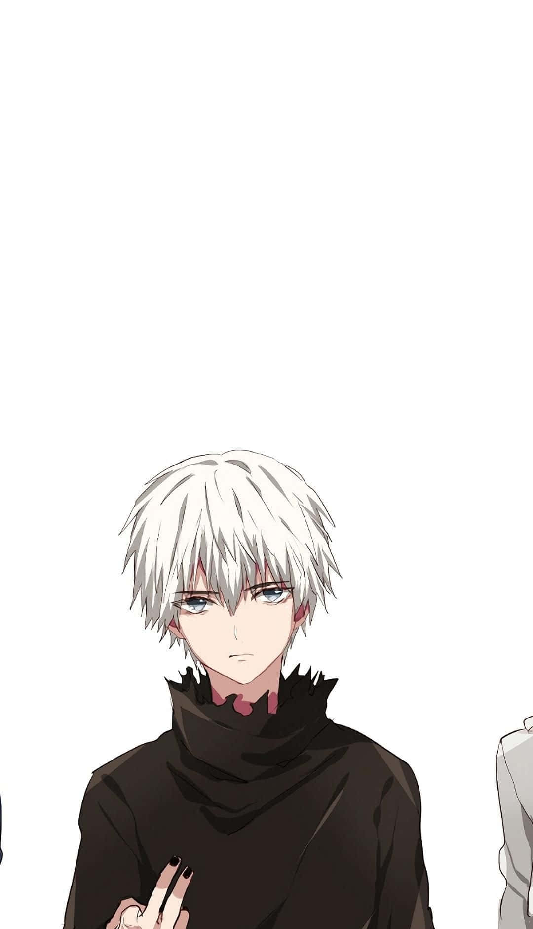 Kaneki Sad, white-haired anime character, black high-collared outfit, HD Phone Wallpaper