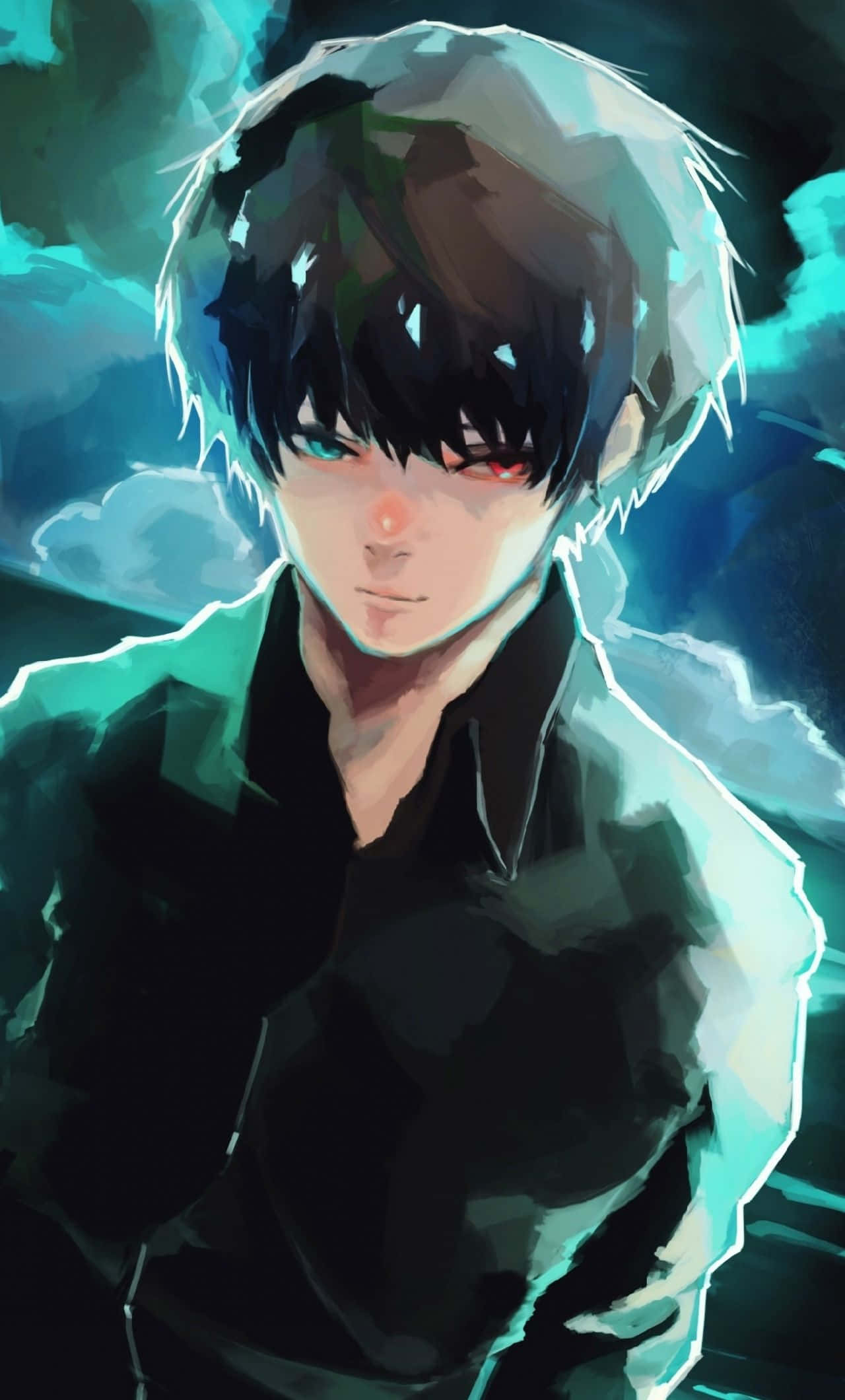Kaneki Sad, anime character, heterochromatic eyes, Full HD Phone Wallpaper