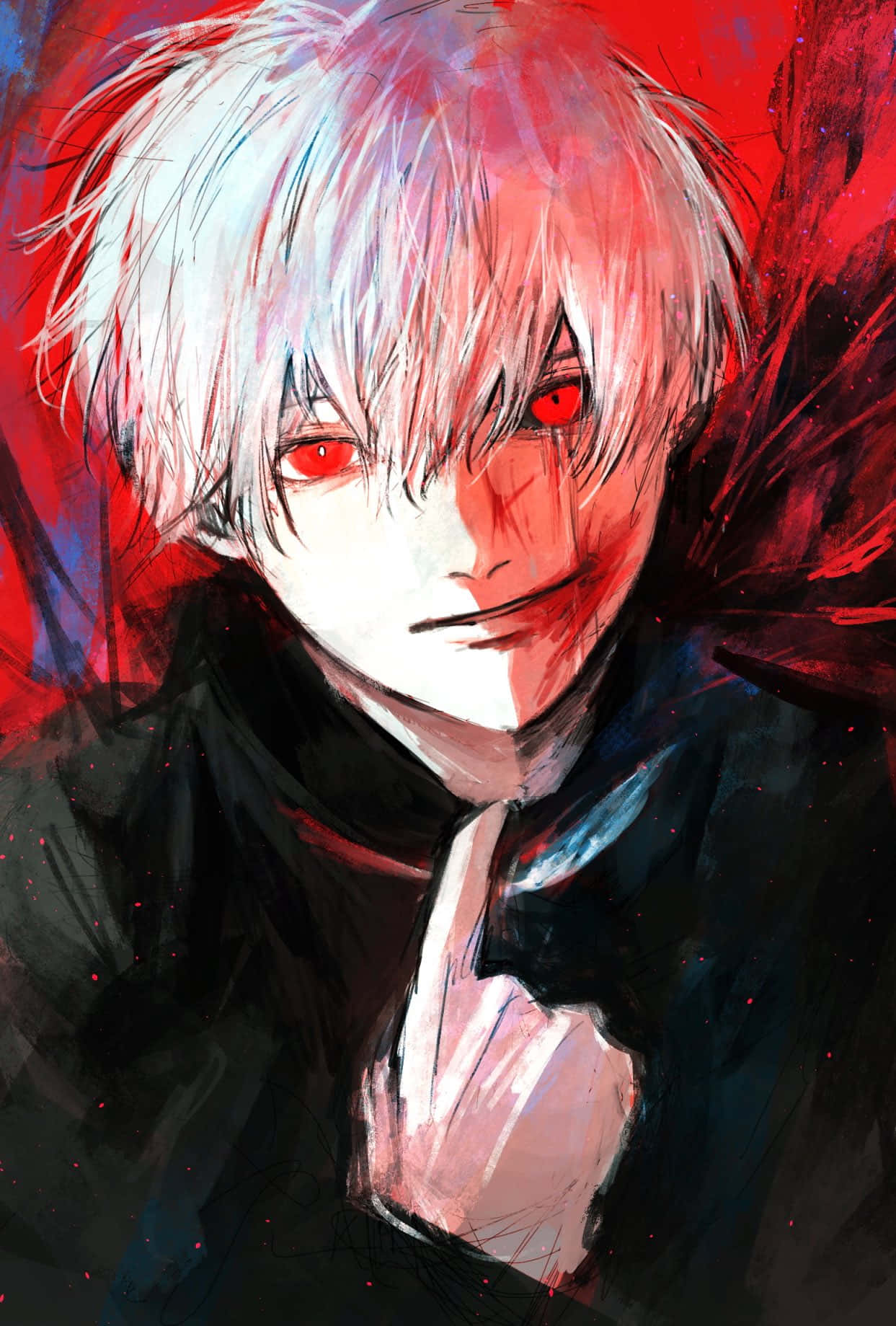 Kaneki, white hair, glowing red eyes, HD Phone Wallpaper