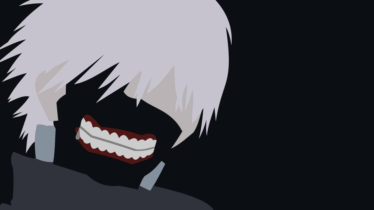 Kaneki, spiky white hair, toothy grin, SD Desktop Wallpaper