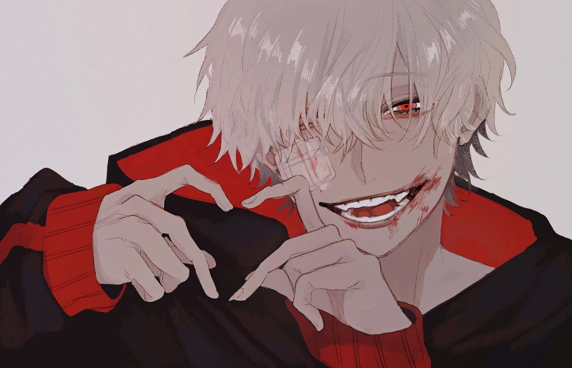 Kaneki, silver hair, red eyes, Full HD Desktop Wallpaper