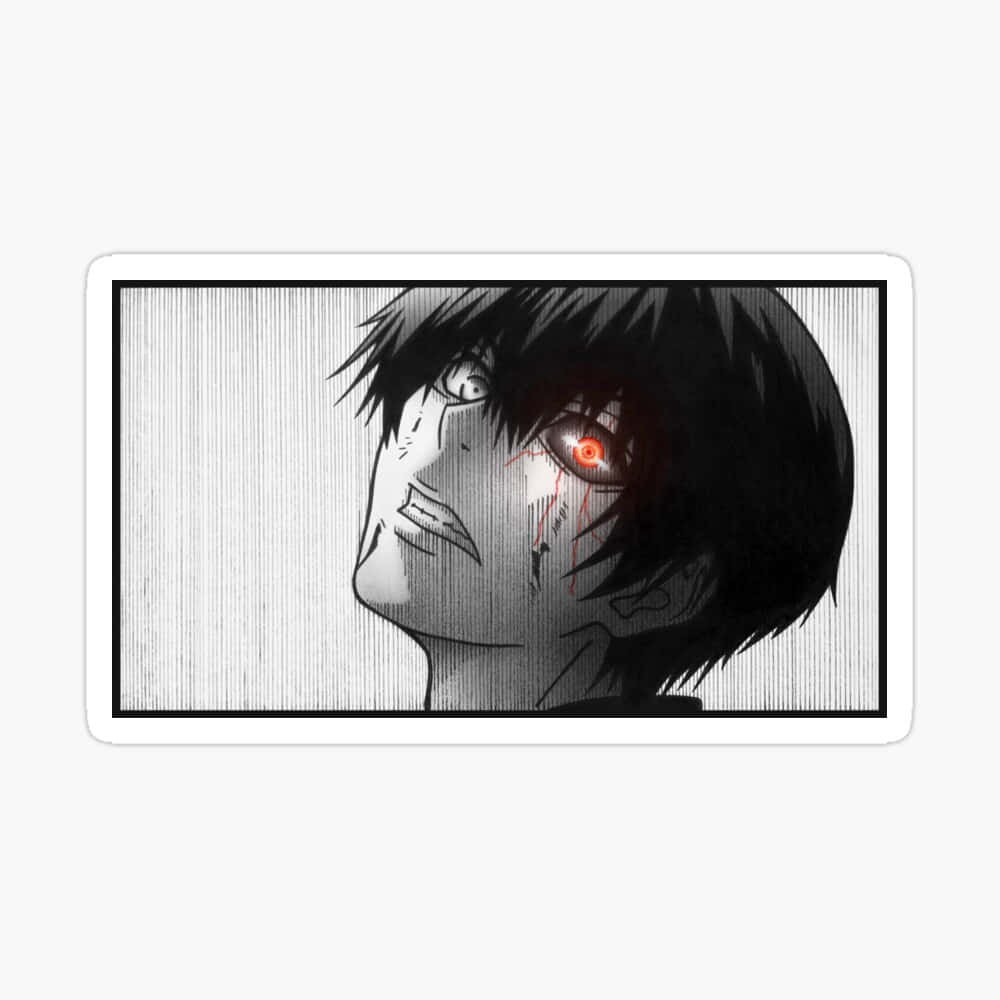 Kaneki, glowing red eye, black and white anime character, SD Desktop Wallpaper