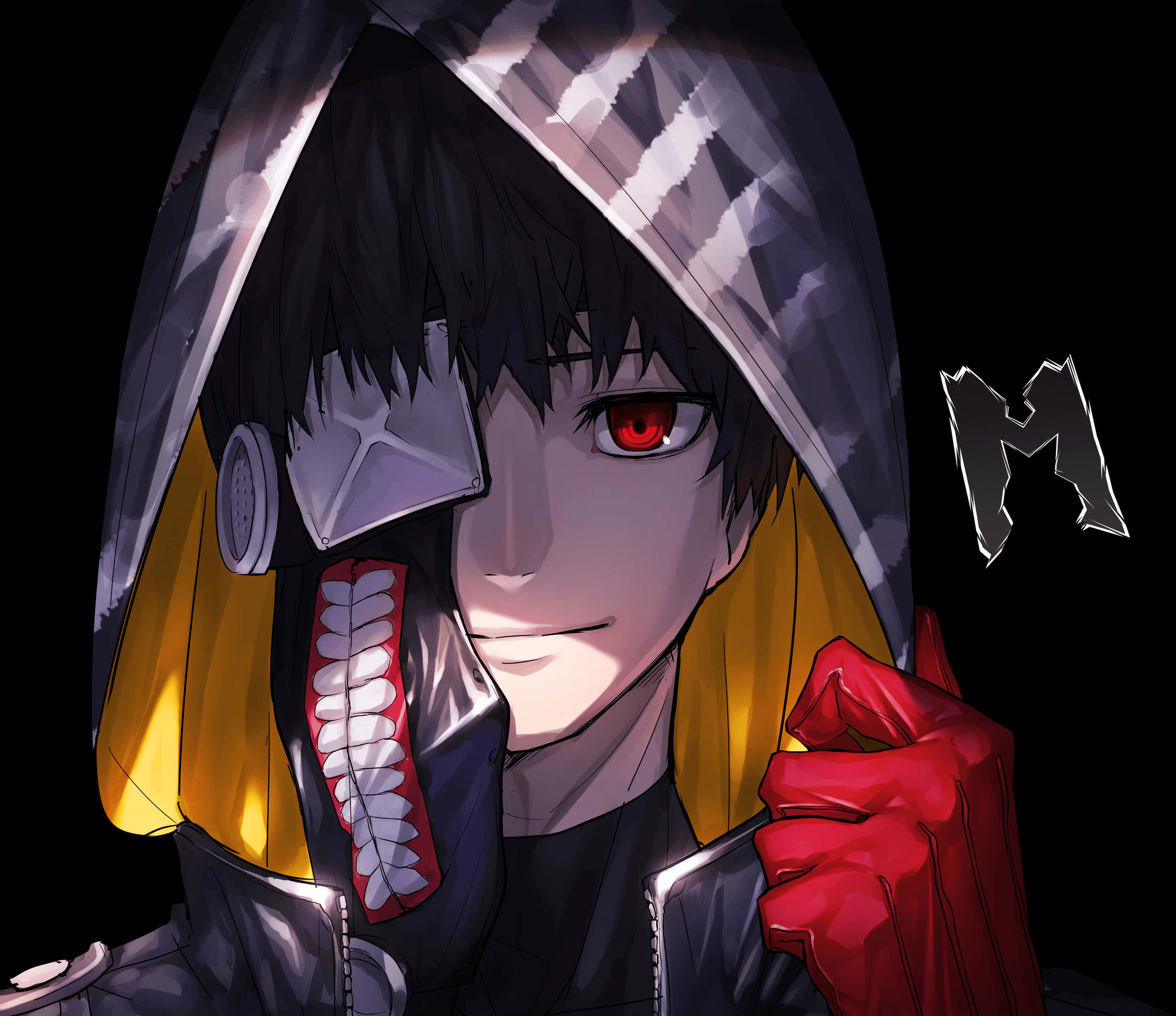 Kaneki, black hair, red eyes, 2K Desktop Wallpaper