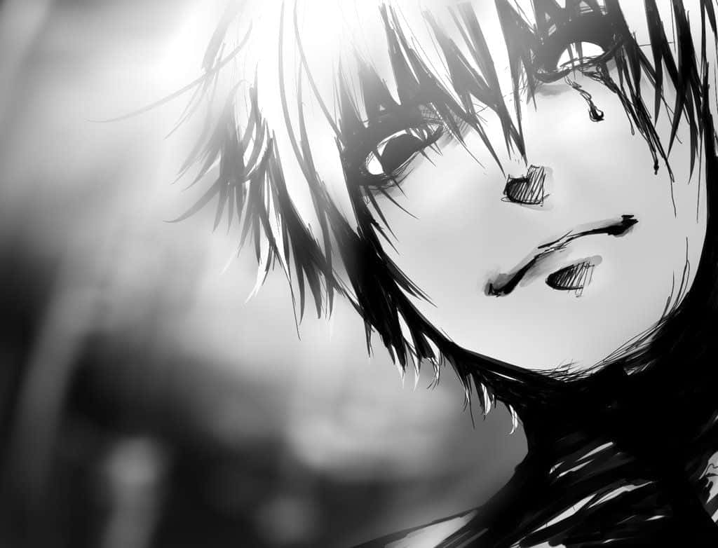 Kaneki, black and white, spiky hair, SD Desktop Wallpaper