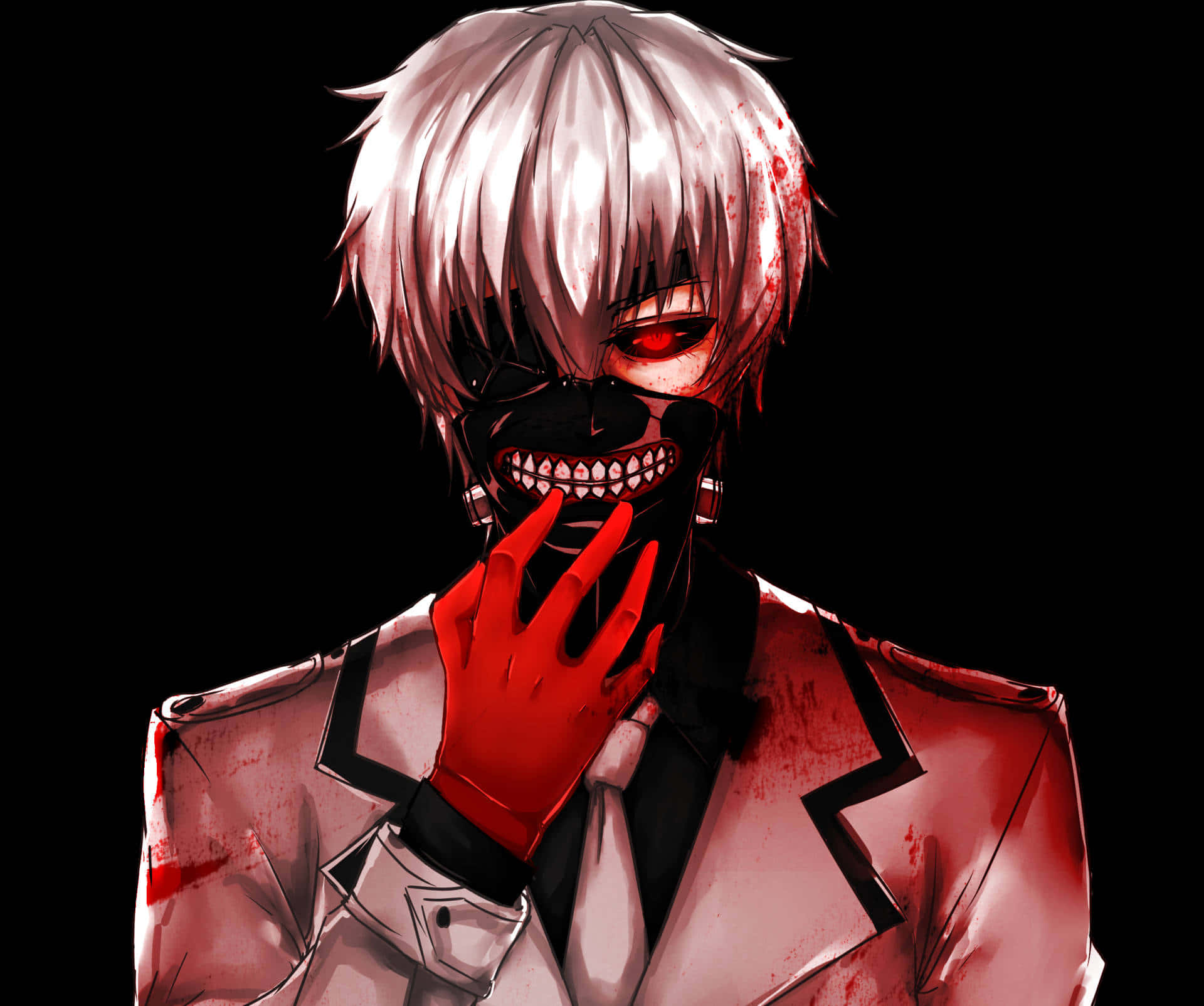 Kaneki, white hair, red eyes, Full HD Desktop Wallpaper