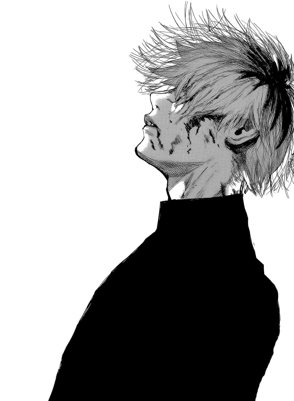 Kaneki, black and white, anime-style portrait, HD Phone Wallpaper