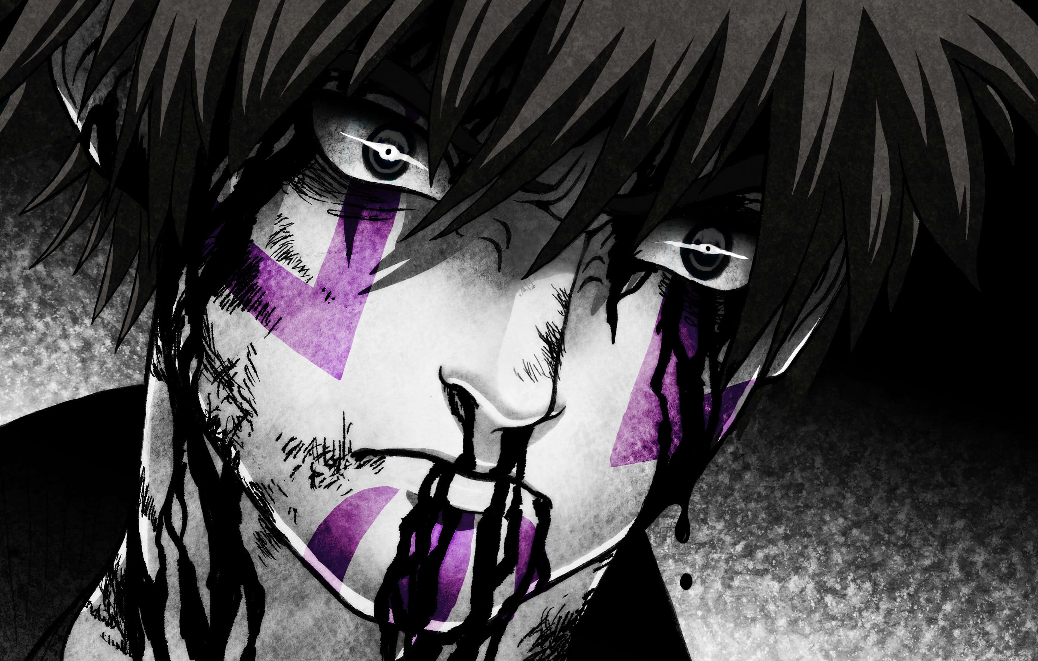 Kankuro, spiky hair, purple tears, 2K Desktop Wallpaper