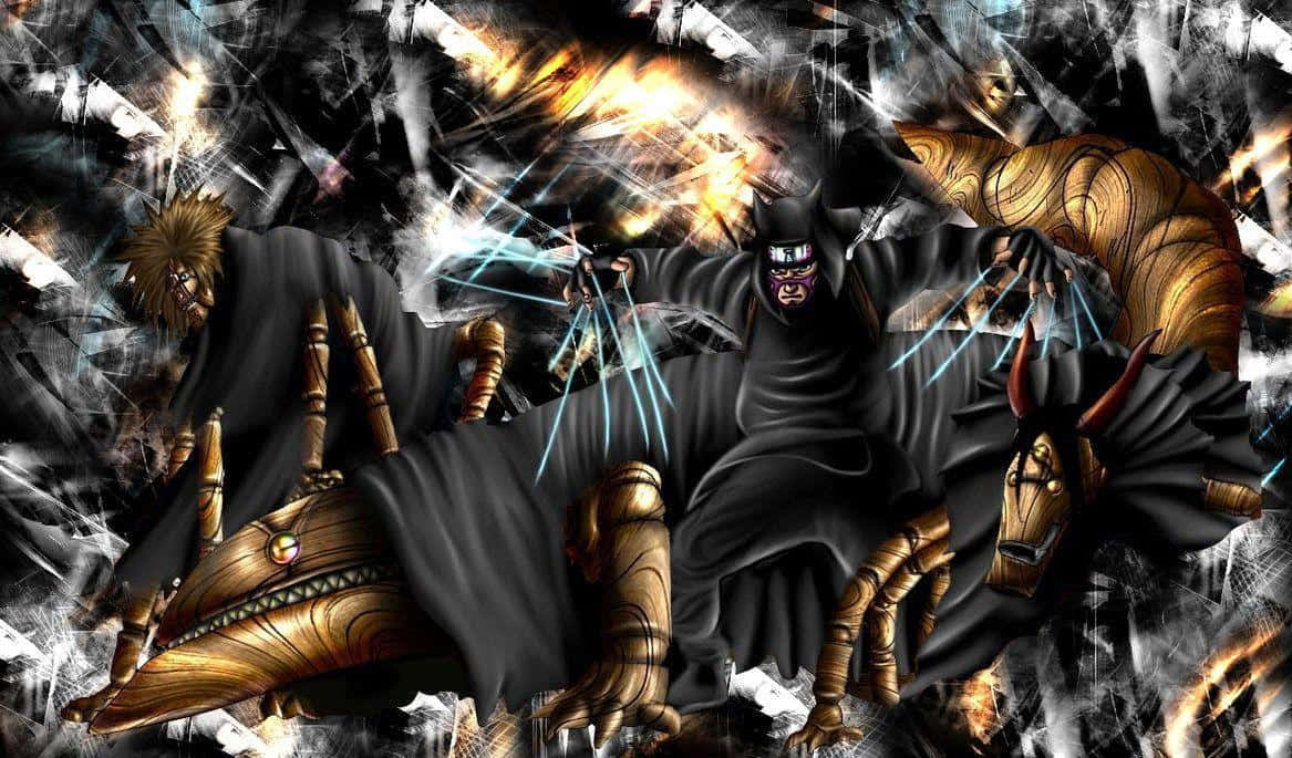 Kankuro, anime warriors, glowing blue blades, SD Desktop Wallpaper