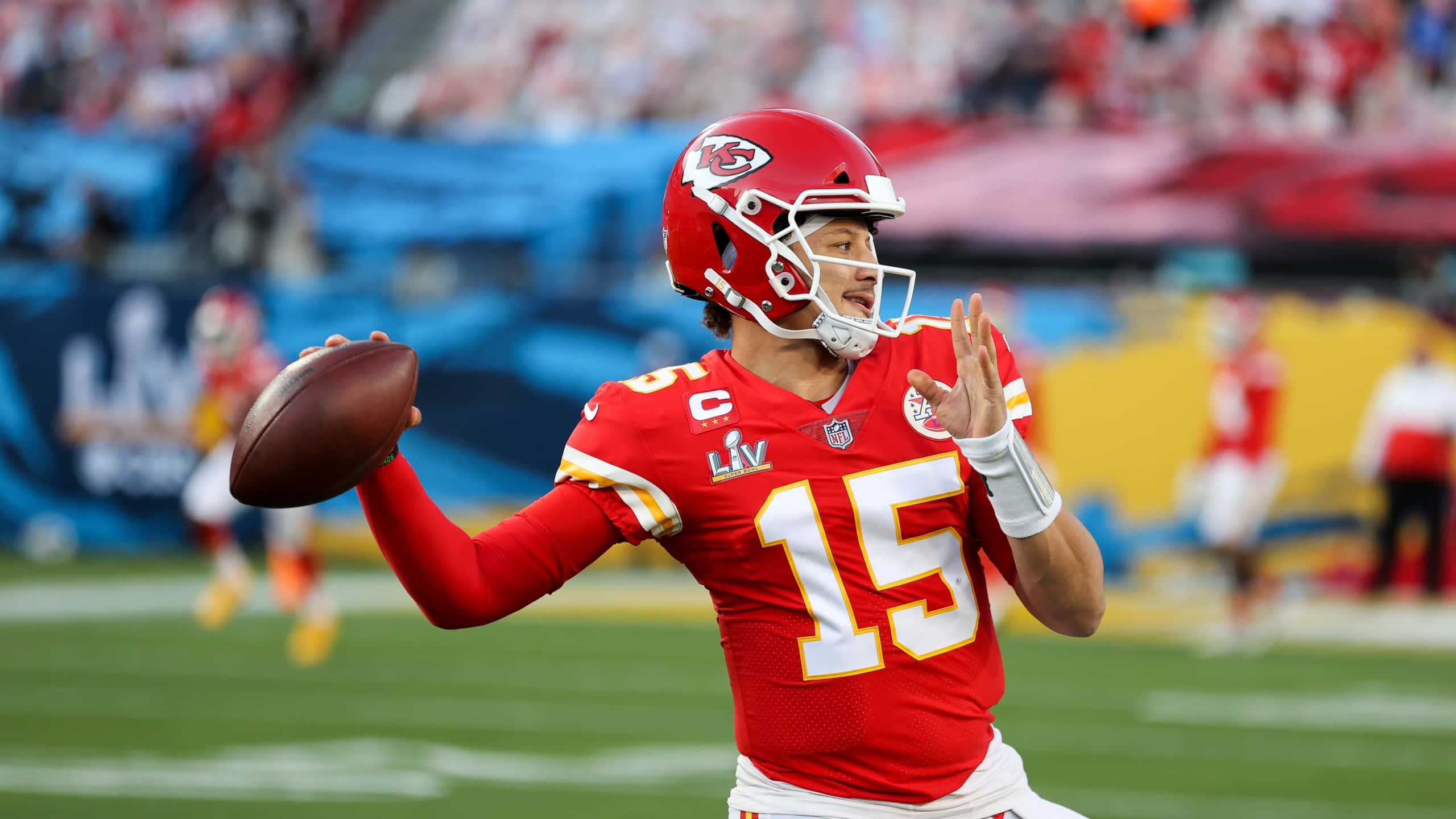 Kansas City Chiefs, quarterback, red jersey number 15, 2K Desktop Wallpaper